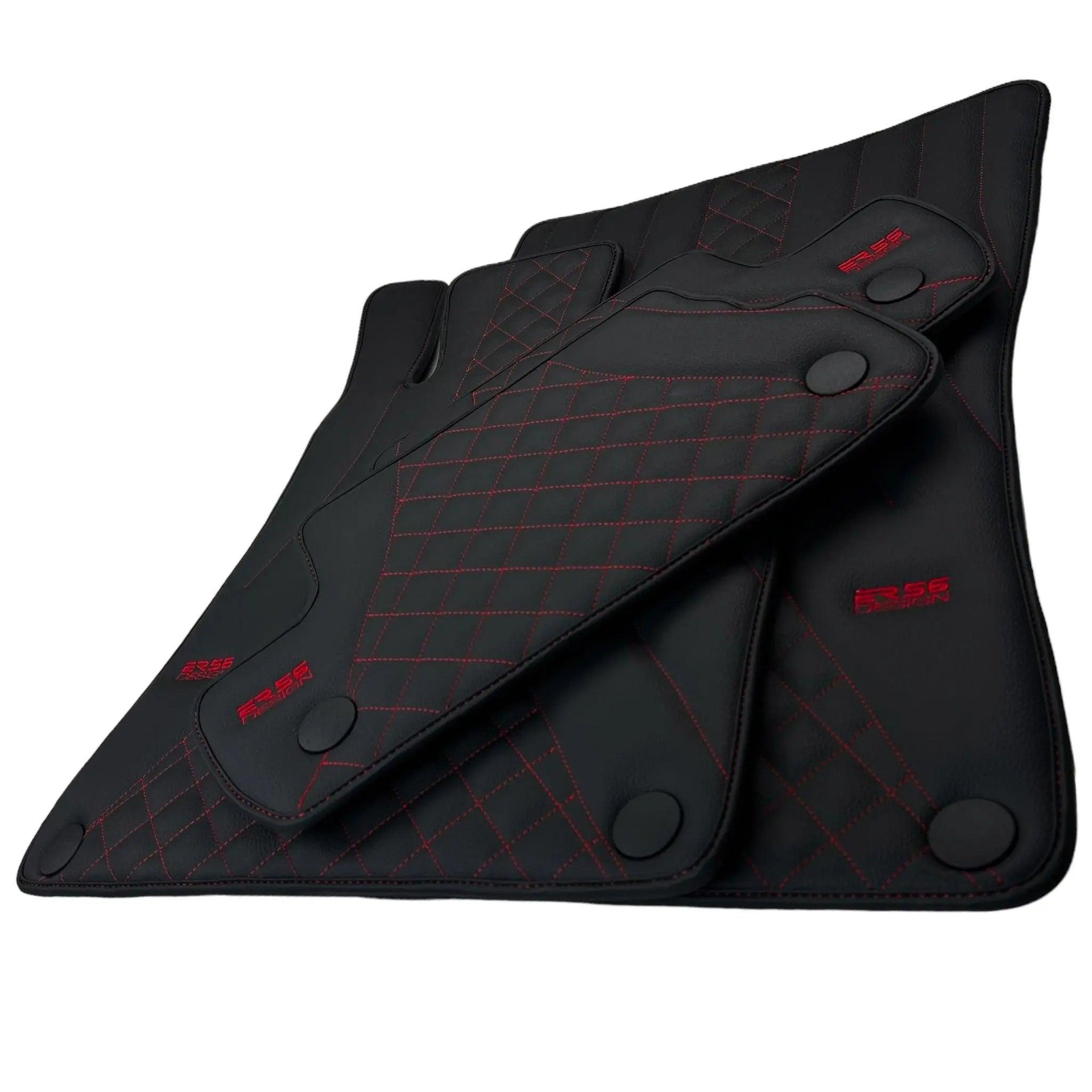 Black Leather Floor Mats For Mercedes Benz E-Class W210 Sedan (1995-2002) | ER56 Design - AutoWin