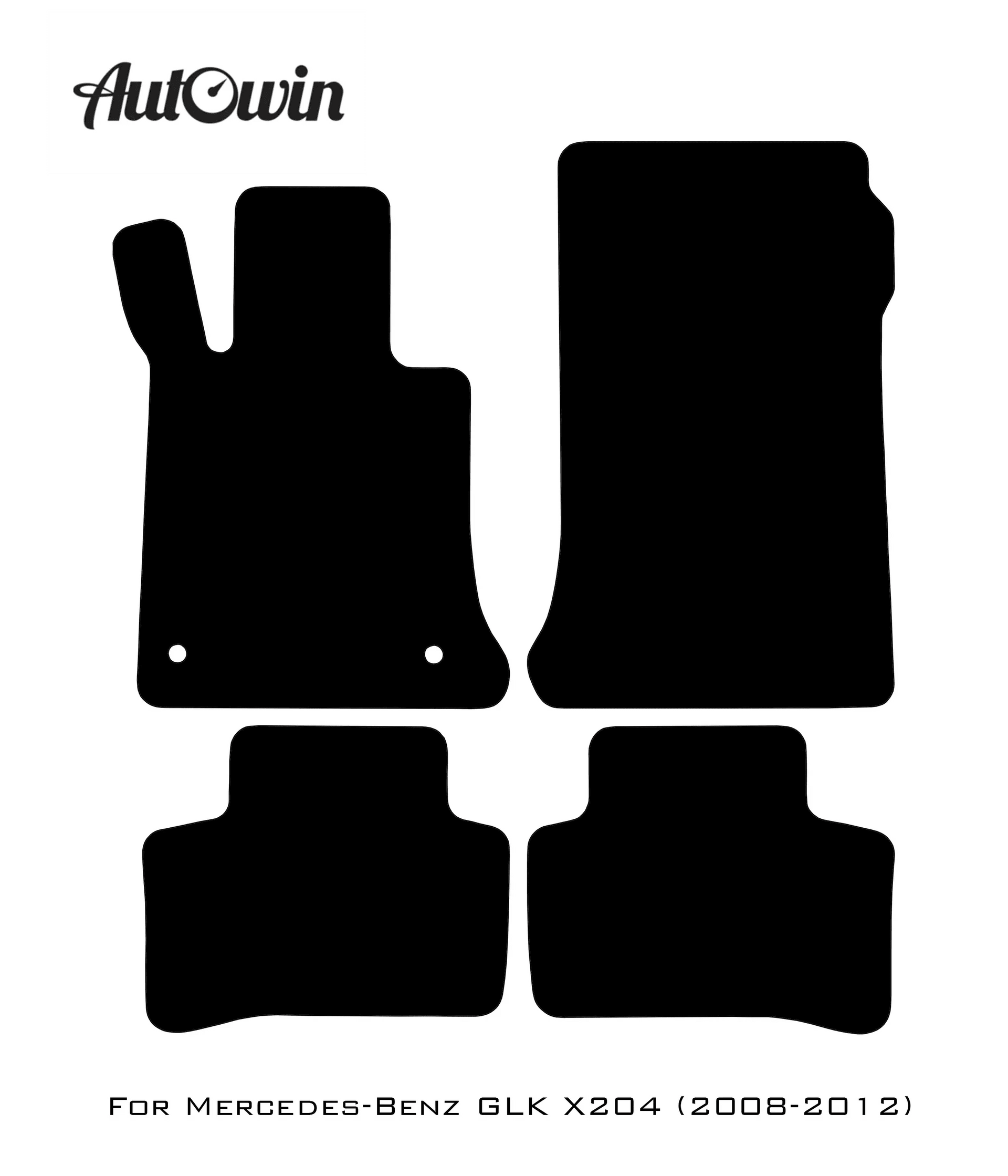 Black Leather Floor Mats For Mercedes Benz GLK-Class X204 (2008-2012) | ER56 Design - AutoWin