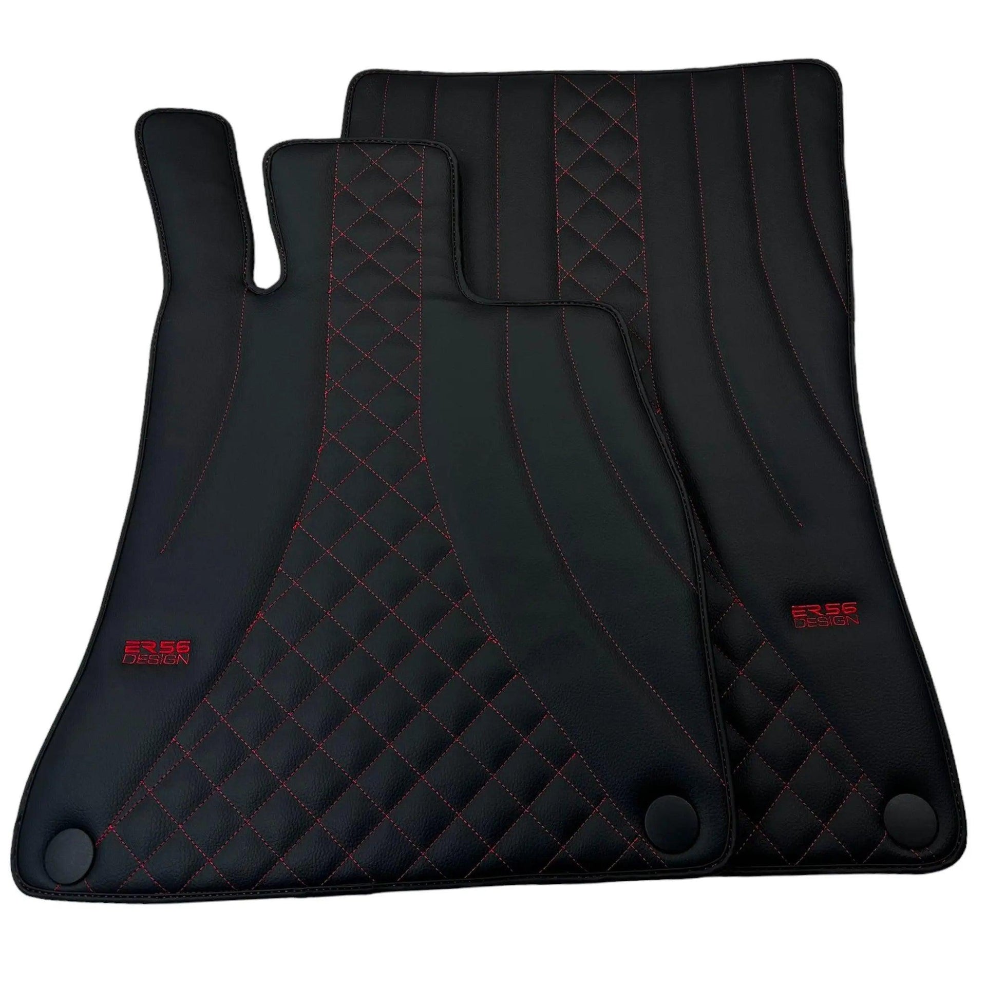 Black Leather Floor Mats For Mercedes Benz M-Class W166 (2011-2015) | ER56 Design - AutoWin
