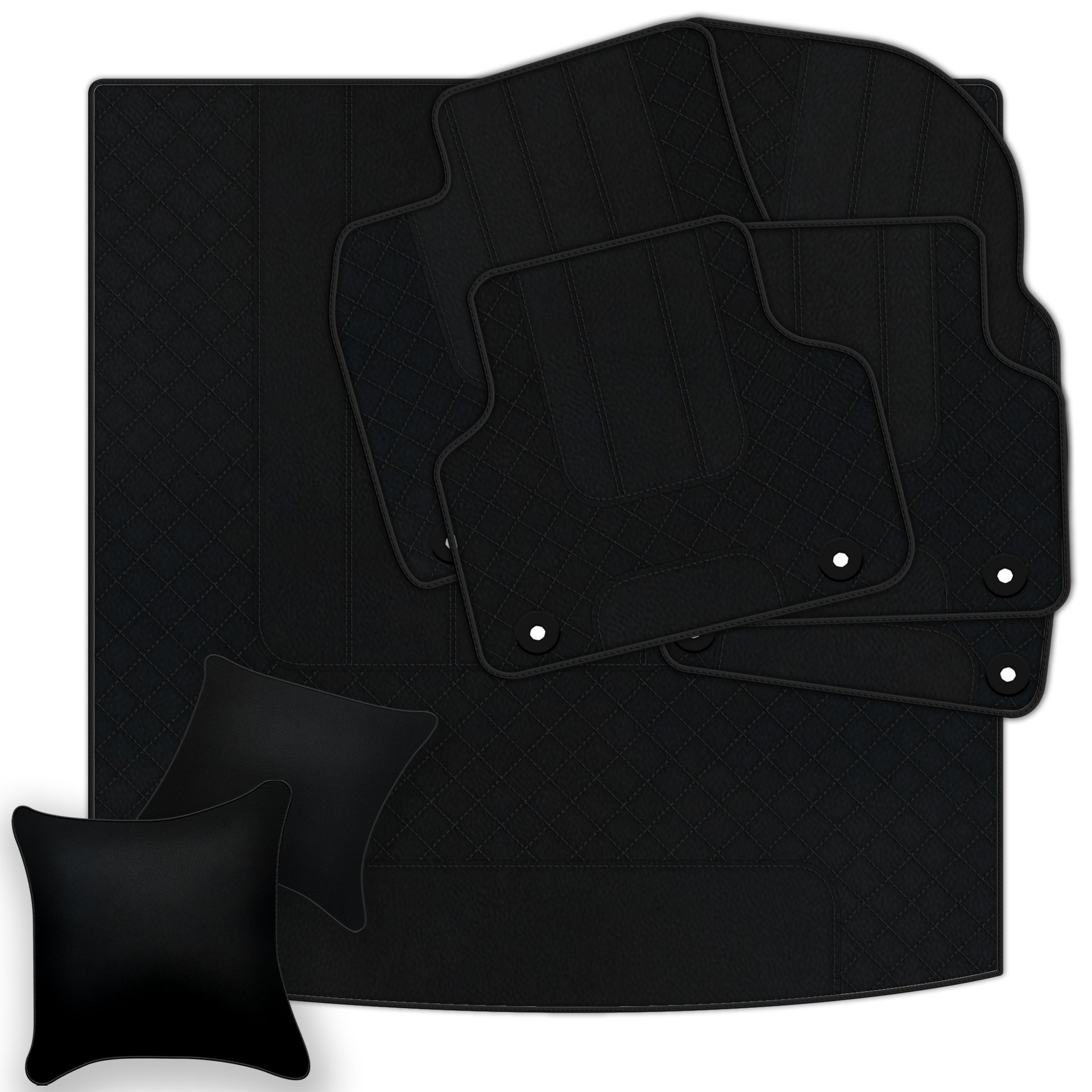 Luxury Black Leather Floor Mats for Bentley Flying Spur (2013-2019)