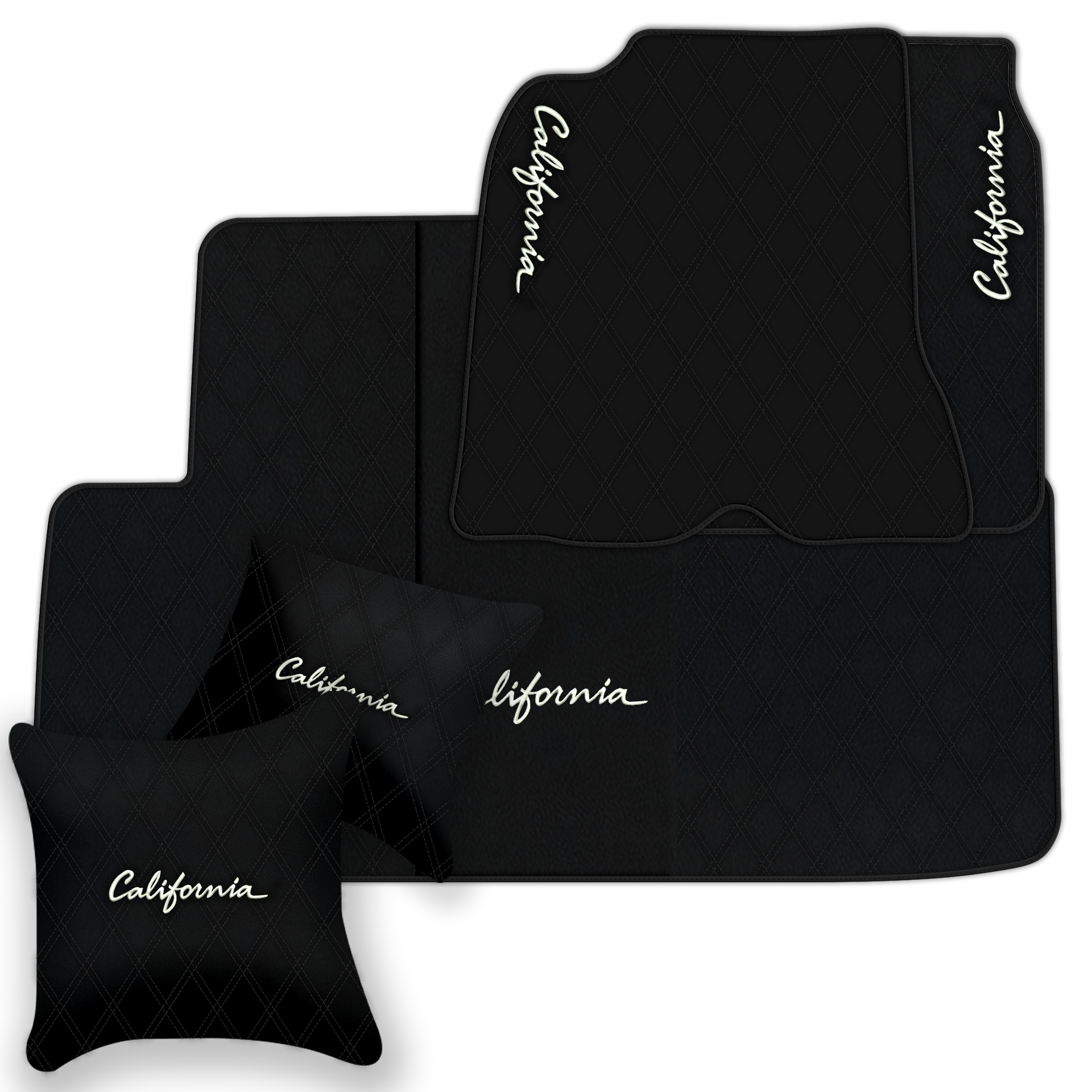 Orange Stitching Black Leather Floor Mats for Lamborghini Urus