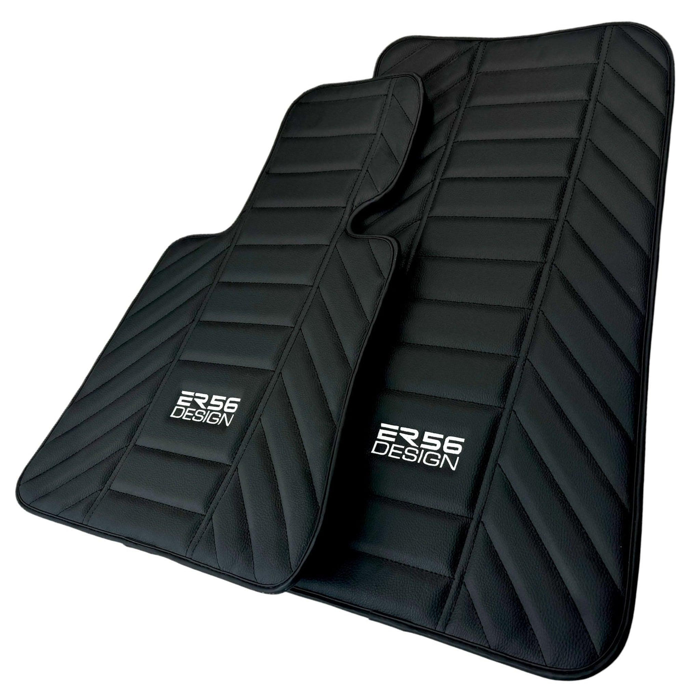 Black Leather Floor Mats for Rolls Royce Black Badge Wraith ER56 Design - AutoWin