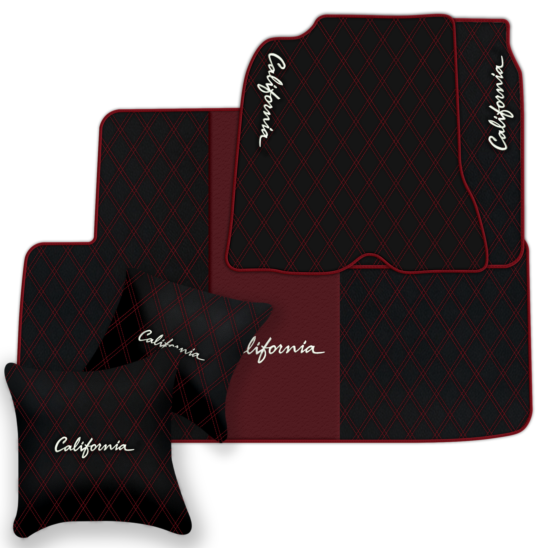 Orange Stitching Black Leather Floor Mats for Lamborghini Urus