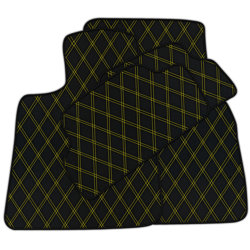 Customizable Leather Floor Mats with Double Diamond Pattern for Mini Cooper / One F56 3-Doors (2014-2023)