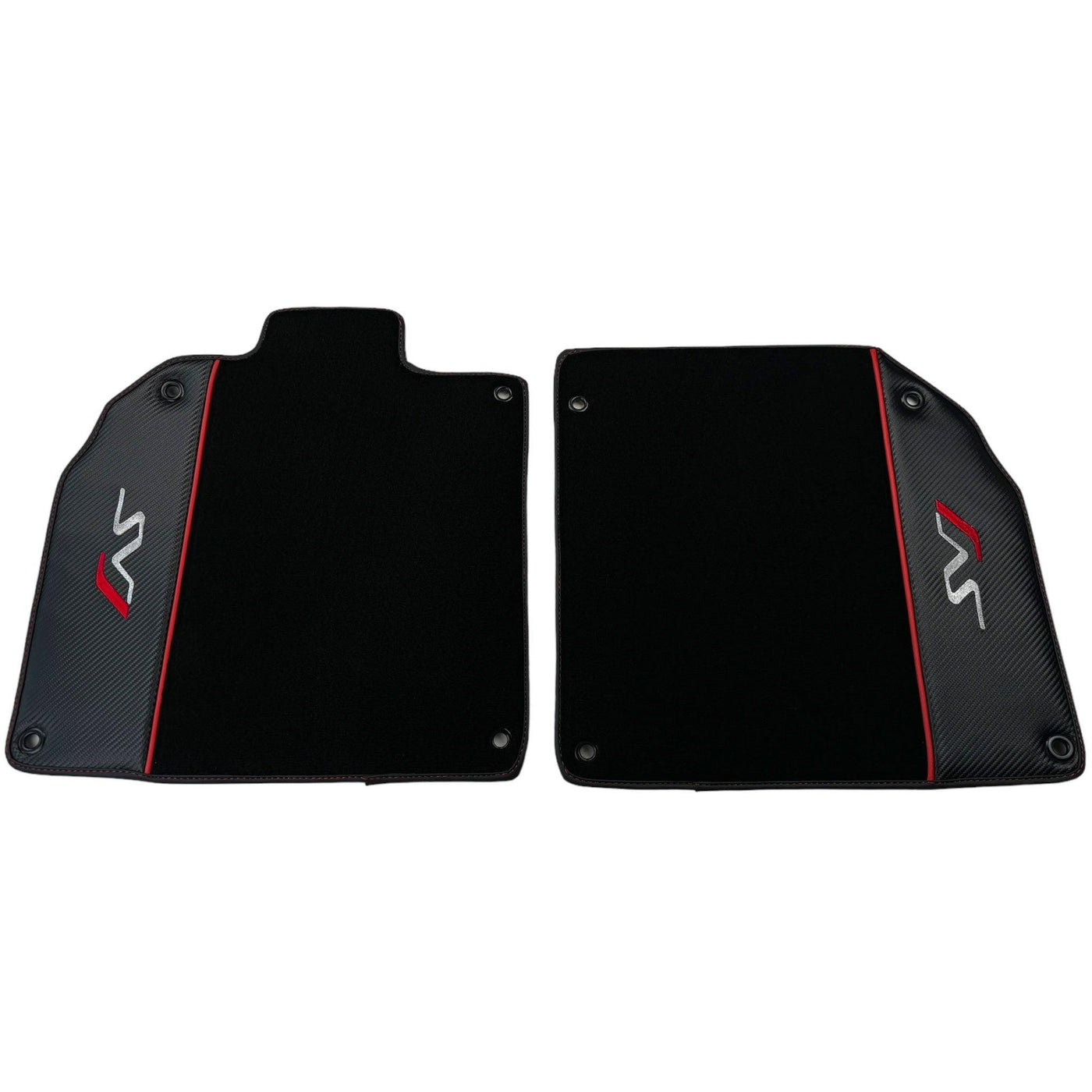 Black Floor Mats for Lamborghini Aventador SVJ with Carbon Fiber - AutoWin