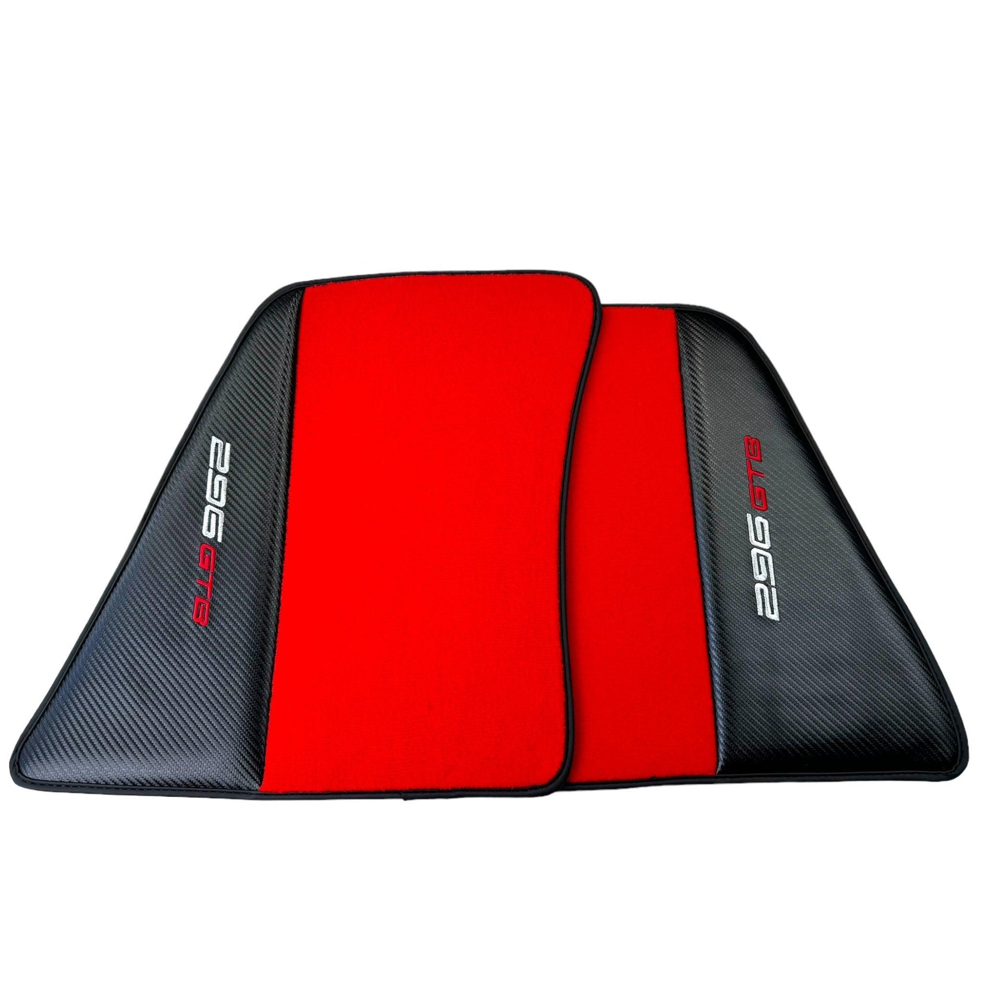 Red Floor Mats for Ferrari 296 GTB (2022-2024) with Carbon Fiber - AutoWin