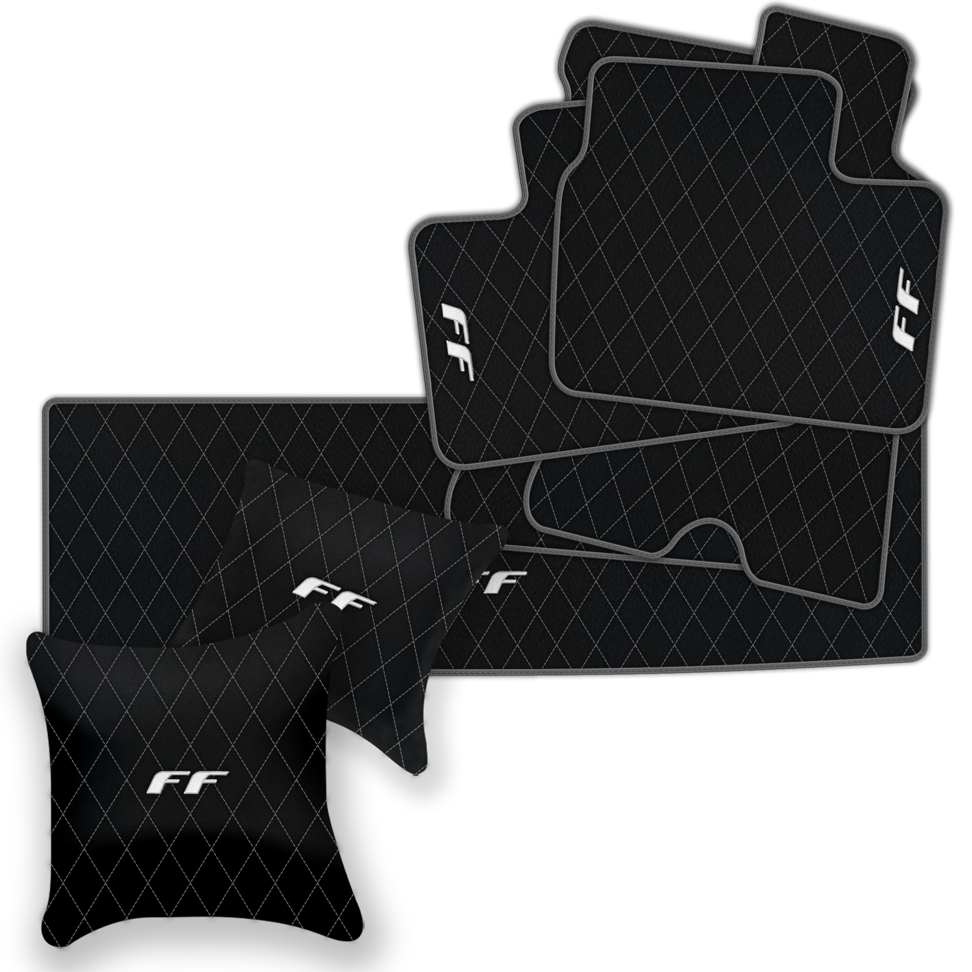 Luxury Black Leather Floor Mats for Ferrari Roma (2021-2024)