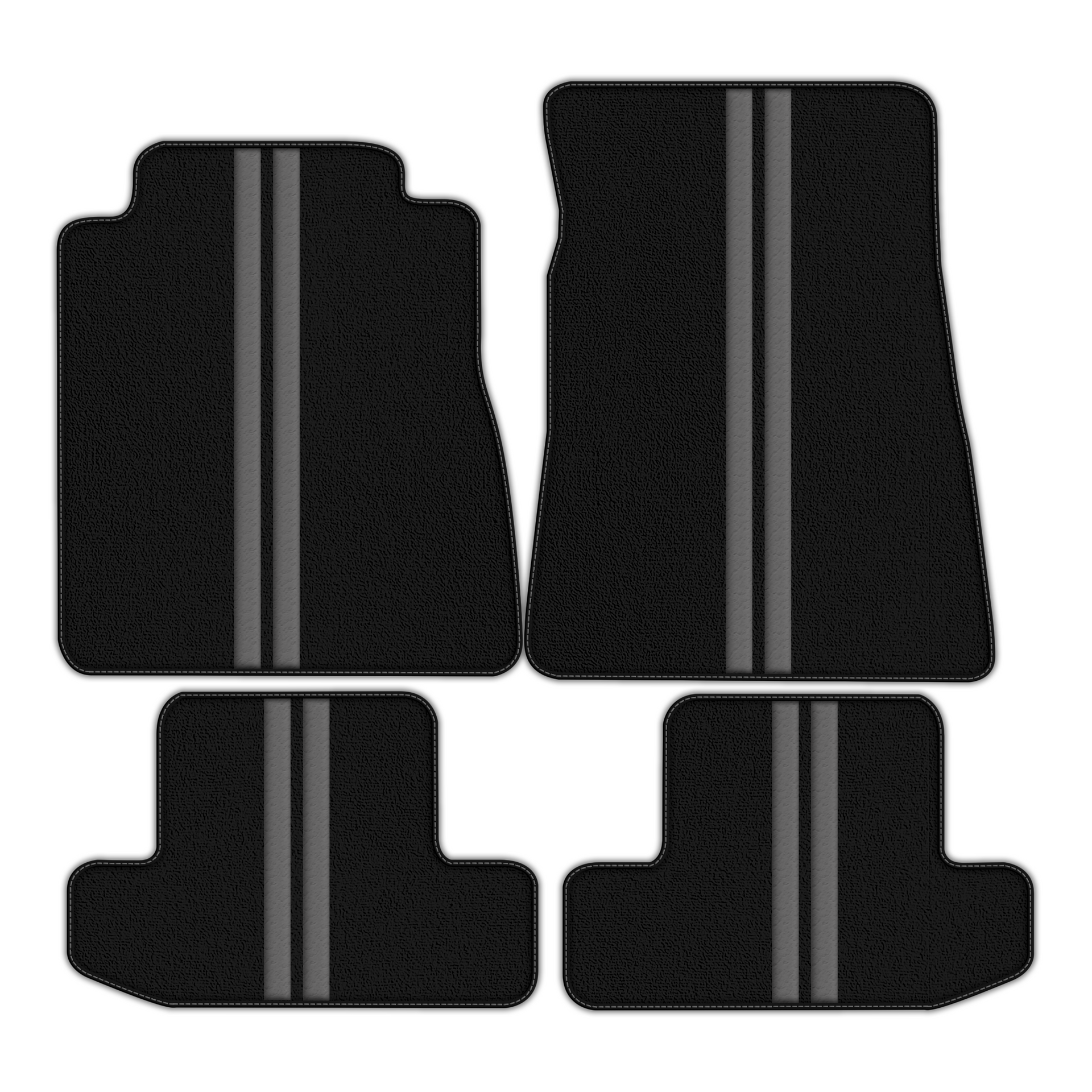 Black Floor Mats with Leather Line for Ford GT500 Shelby (2015-2021) - Various Colors