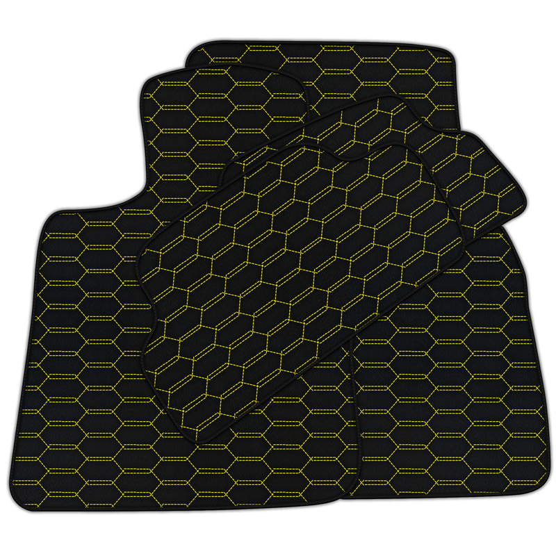Customizable Leather Floor Mats with Interlaced Hex Pattern for Mini Cooper / One Electric (2020-2023)