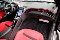 Black Leather Floor Mats with Symmetrical Hex Pattern for Ferrari Roma (2021–2024) with Italian Flag