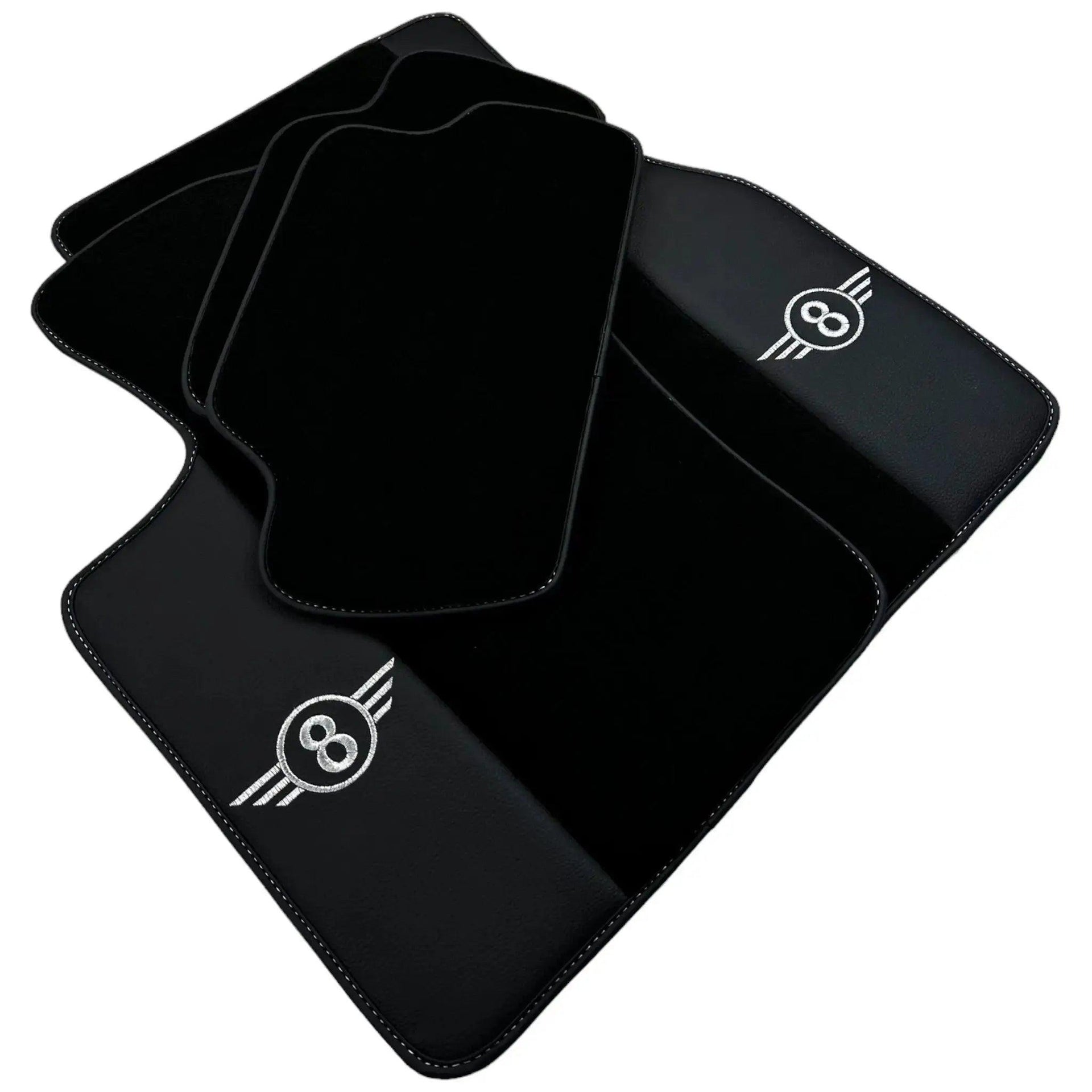 Black Floor Mats for Mini Cooper / One Electric (2020-2023) with Leather - AutoWin