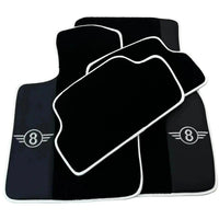 Black Floor Mats for Mini Cooper / One Electric (2020-2023) with Leather | White Trim - AutoWin