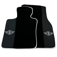 Black Floor Mats for Mini Cooper / One Electric (2020-2023) with Leather | White Trim - AutoWin