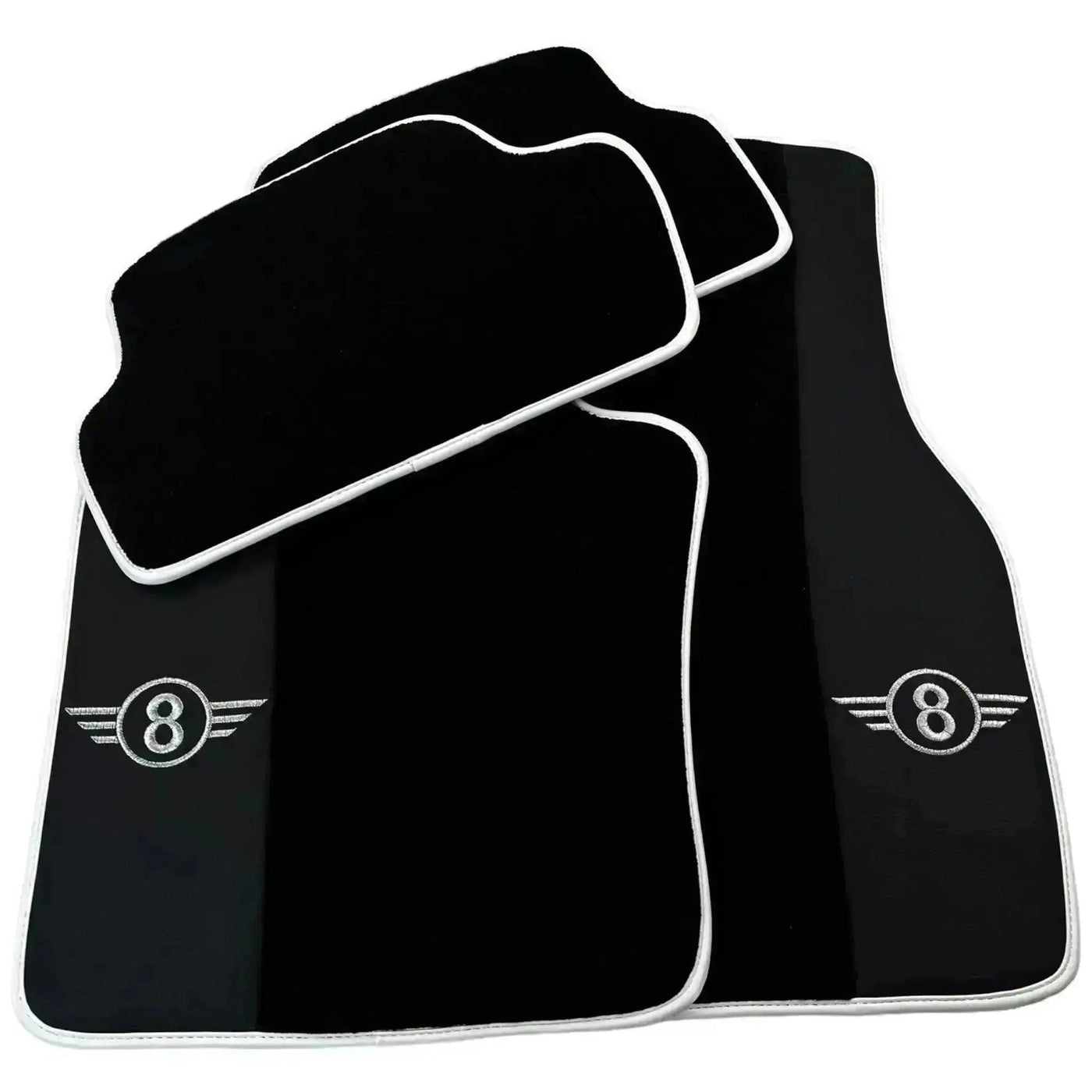 Black Floor Mats for Mini Cooper / One R50 (2001-2007) with Leather | White Trim - AutoWin