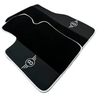 Black Floor Mats for Mini Cooper / One R53 (2001-2007) Cooper S with Leather | White Trim - AutoWin