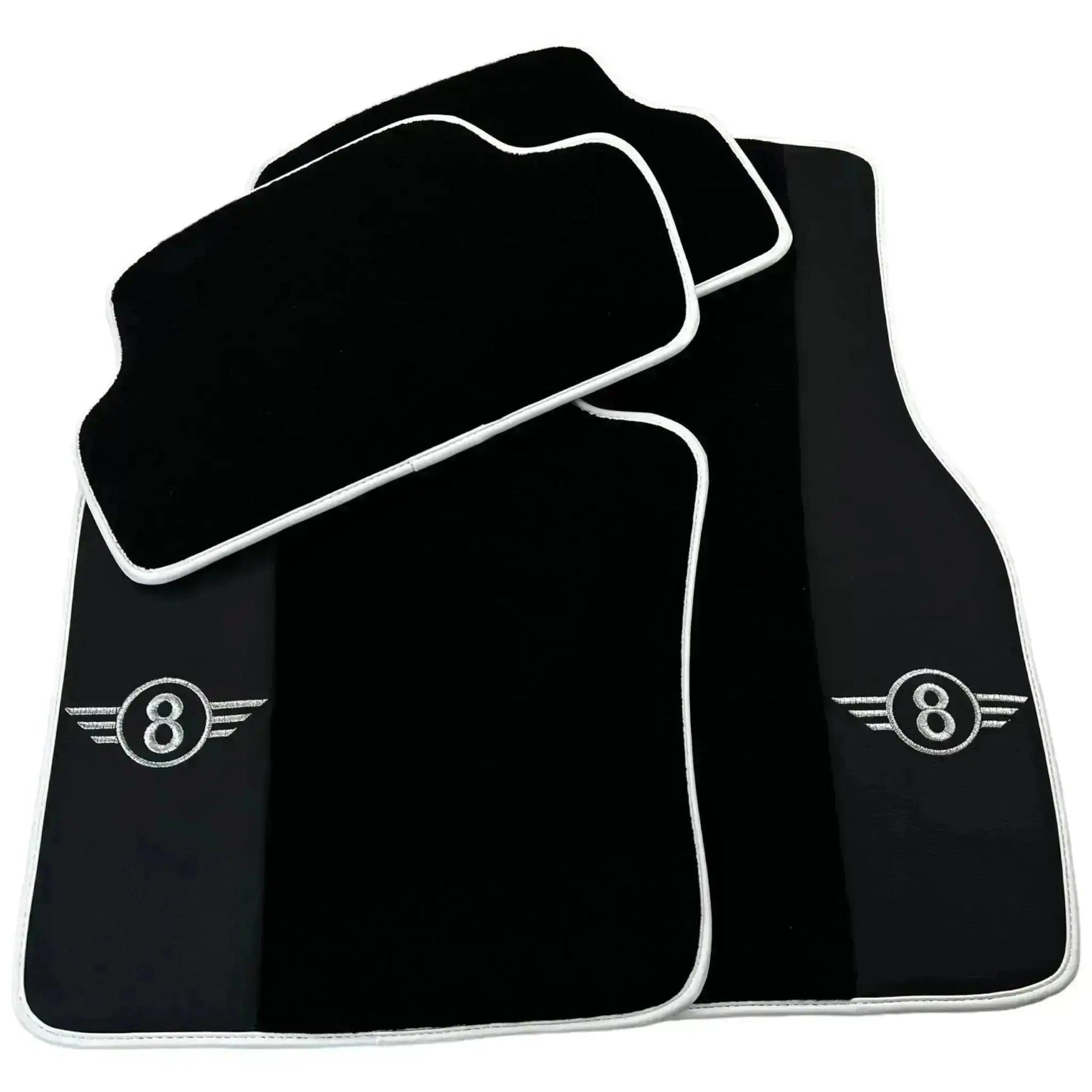 Black Floor Mats for Mini Cooper / One R56 (2007-2014) with Leather | White Trim - AutoWin