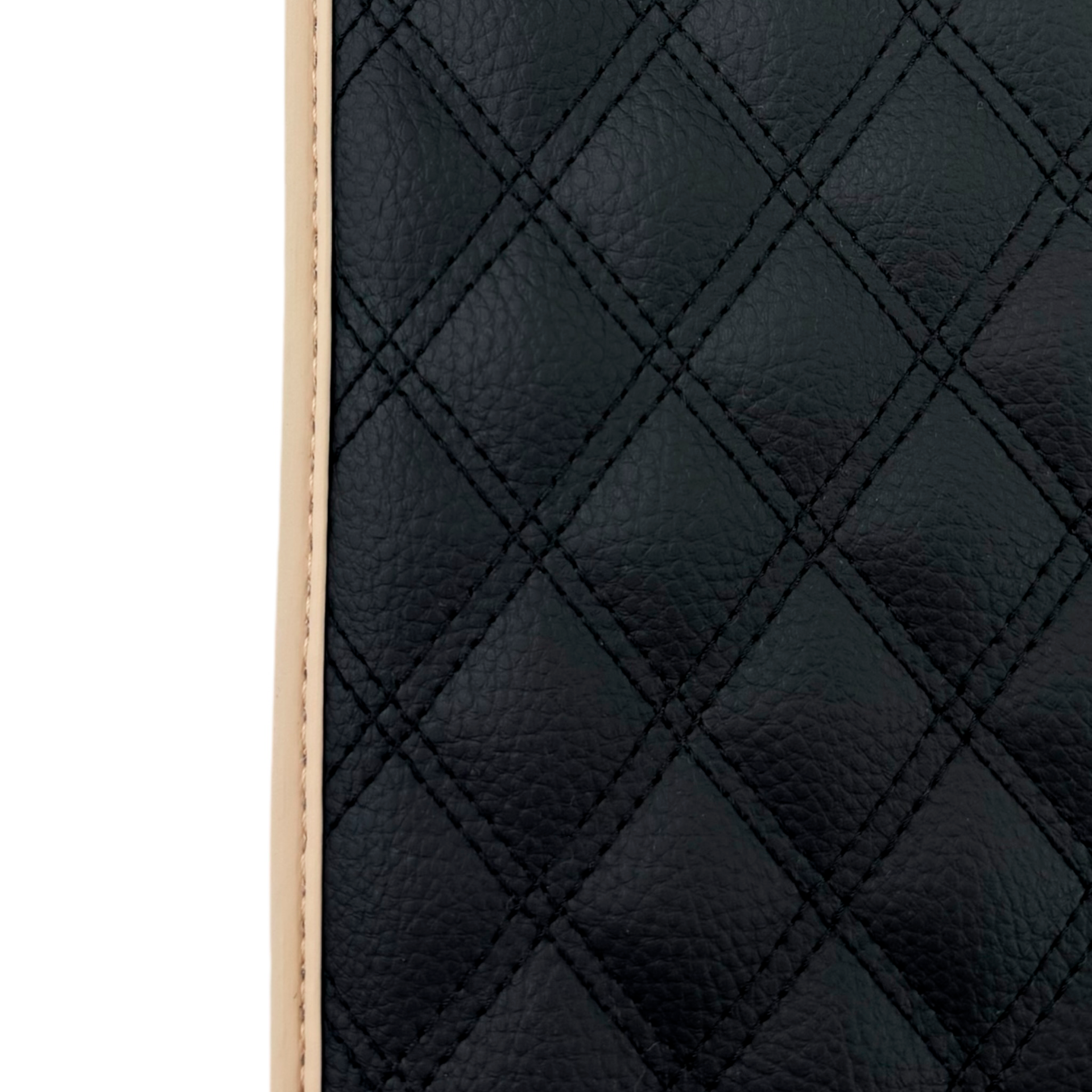 Black Stitched Leather Floor Mats for Maserati GranTurismo (2007-2019) | Beige Trim
