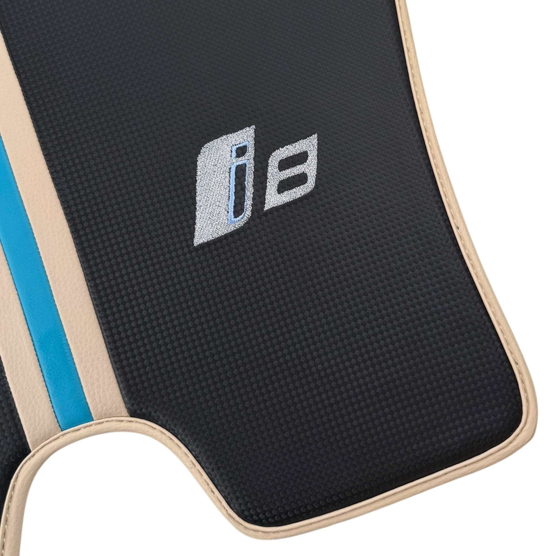 White Leather Floor Mats for BMW i8 Series L12 L15 - AutoWin.EU