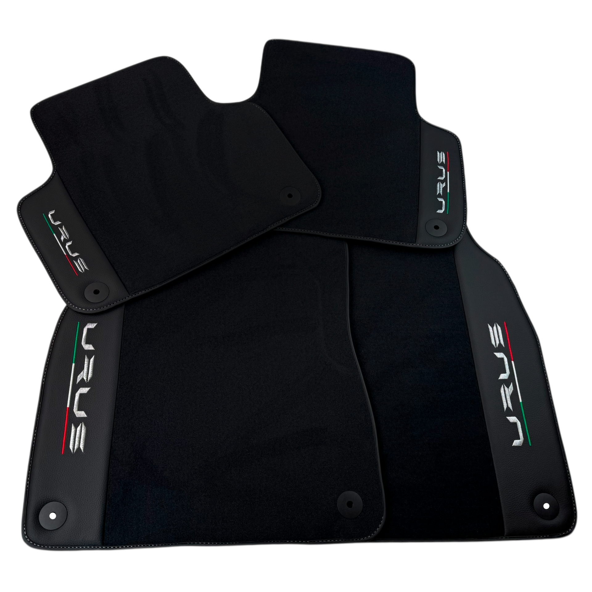 Black Floor Mats for Lamborghini Urus with Carbon Fiber Leather