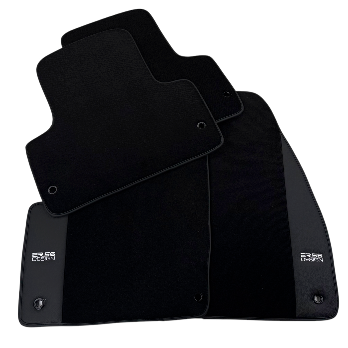 ER56 Design Black Floor Mats for Chevrolet Spark Hatchback (2010-2013) with Leather