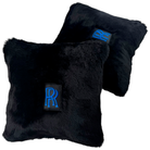 Black Sheepskin Pillows Design Set of 2 for Rolls-Royce Vehicles - Blue Logo