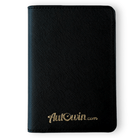 Black Leather AutoWin Passport Holder with Golden Logo - AutoWin