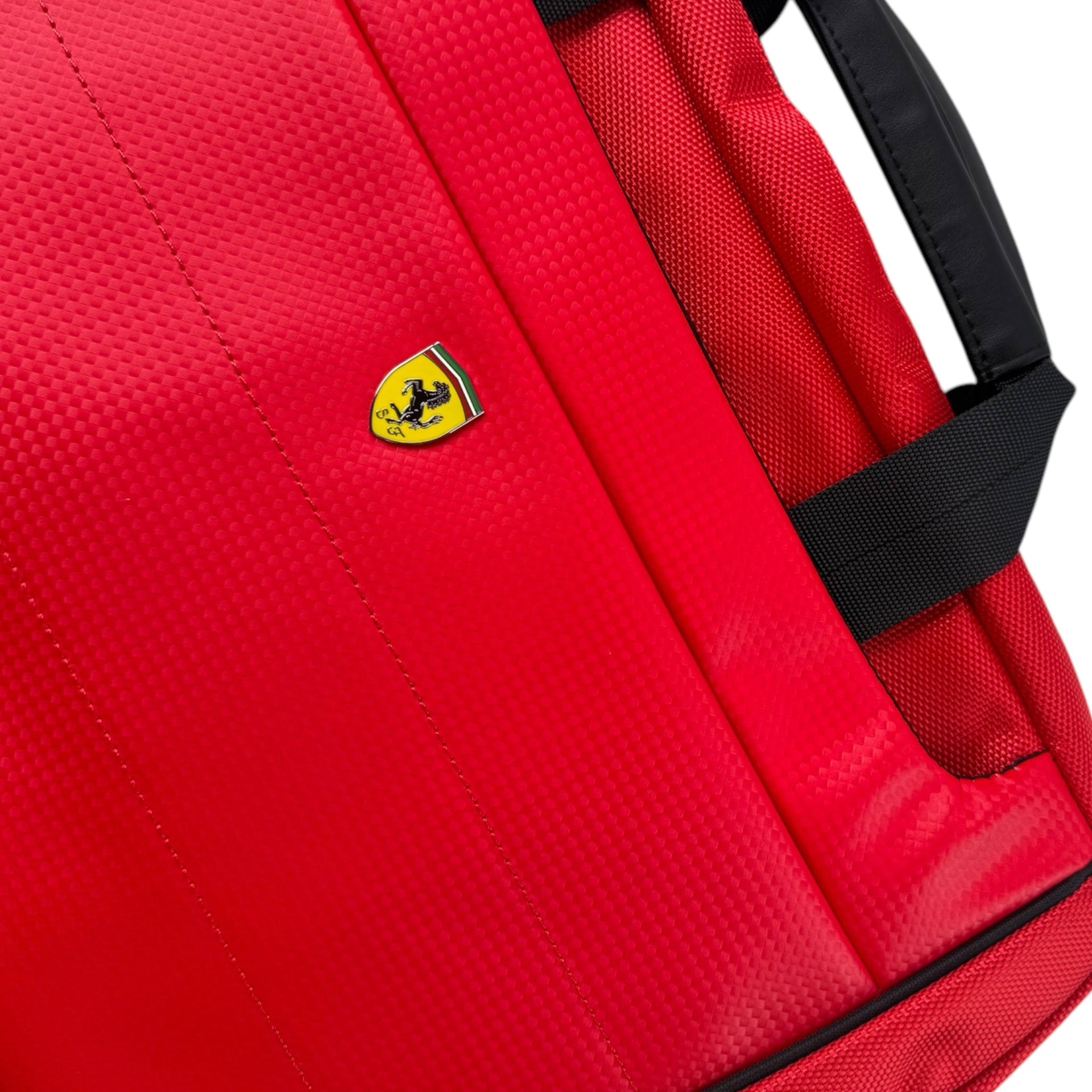 Ferrari Laptop Messenger Bag – Red with Black Piping & Embossed Yellow Logo