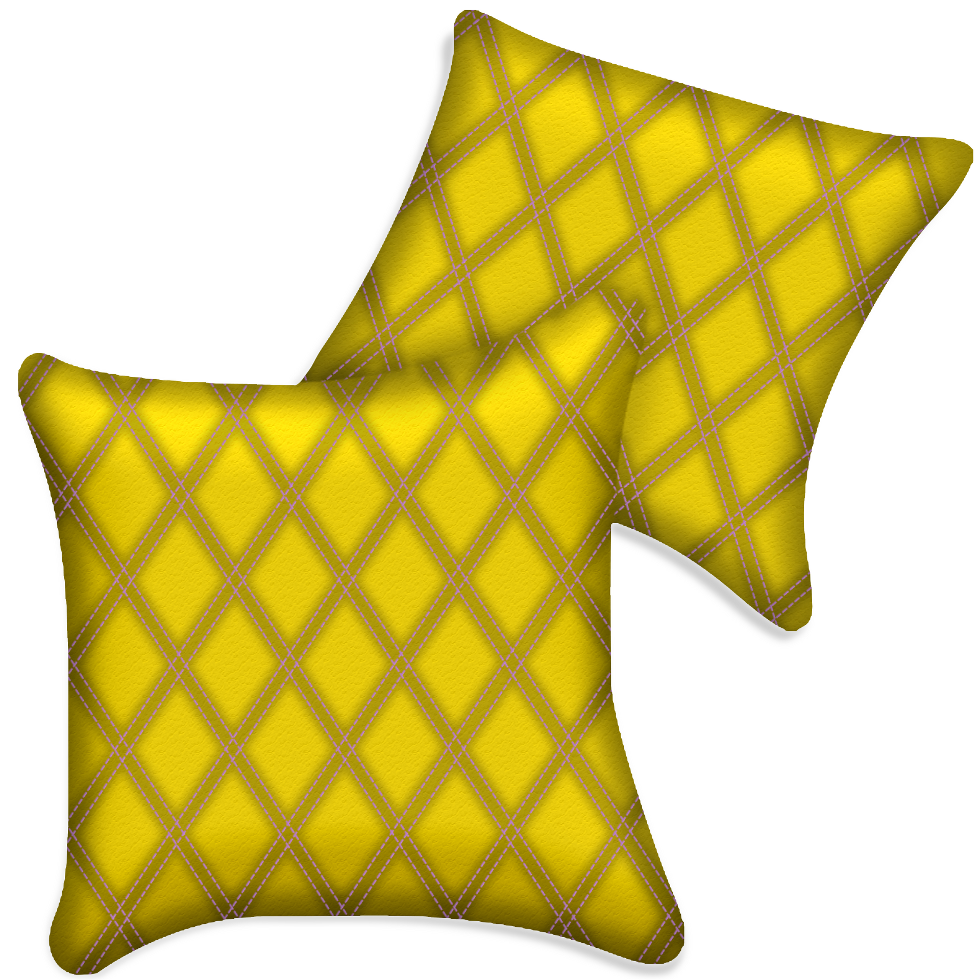 Customizable Yellow Leather Pillows Set of 2 for All Vehicles | Double Diamond Pattern