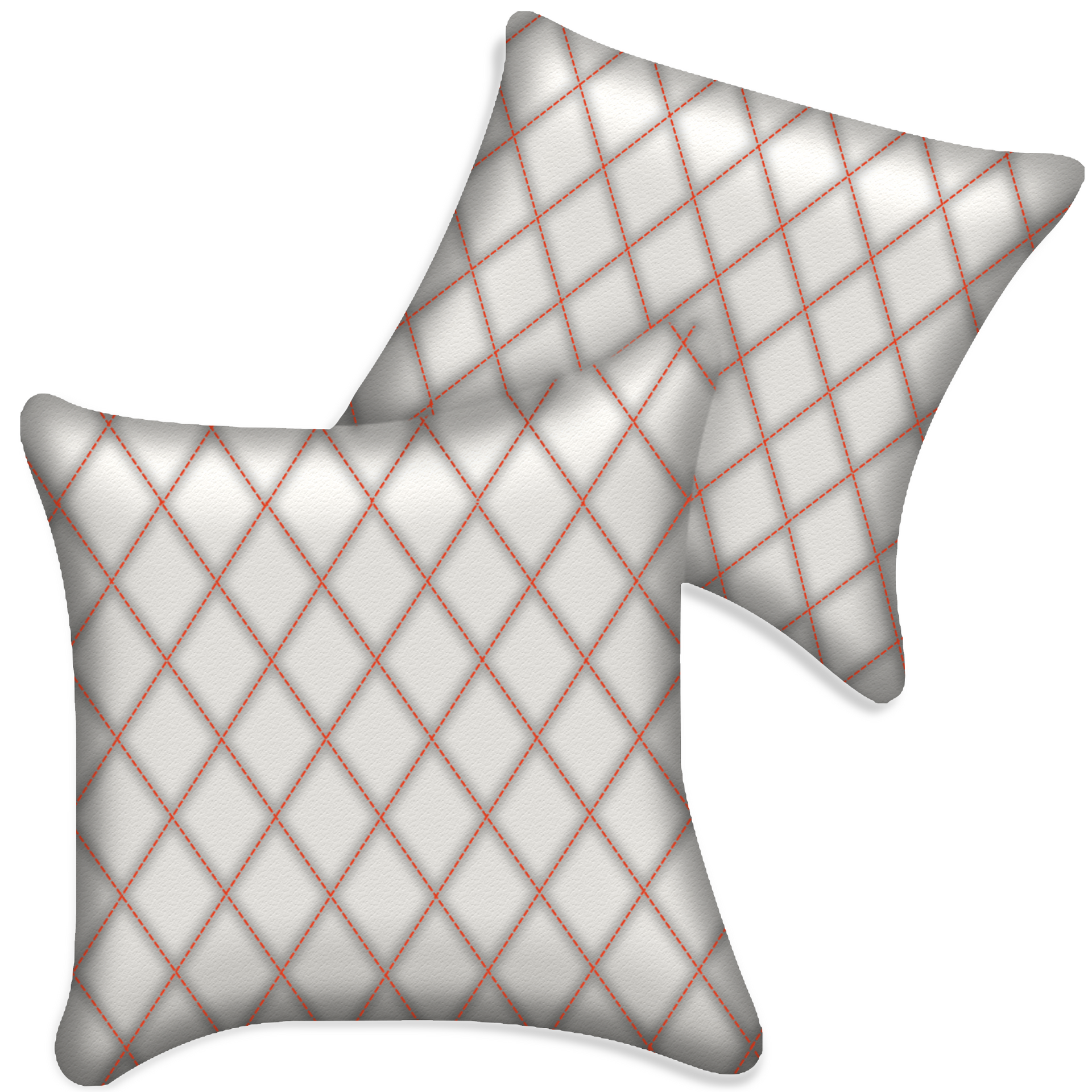 Customizable White Leather Pillows Set of 2 for All Vehicles | Single Diamond Pattern