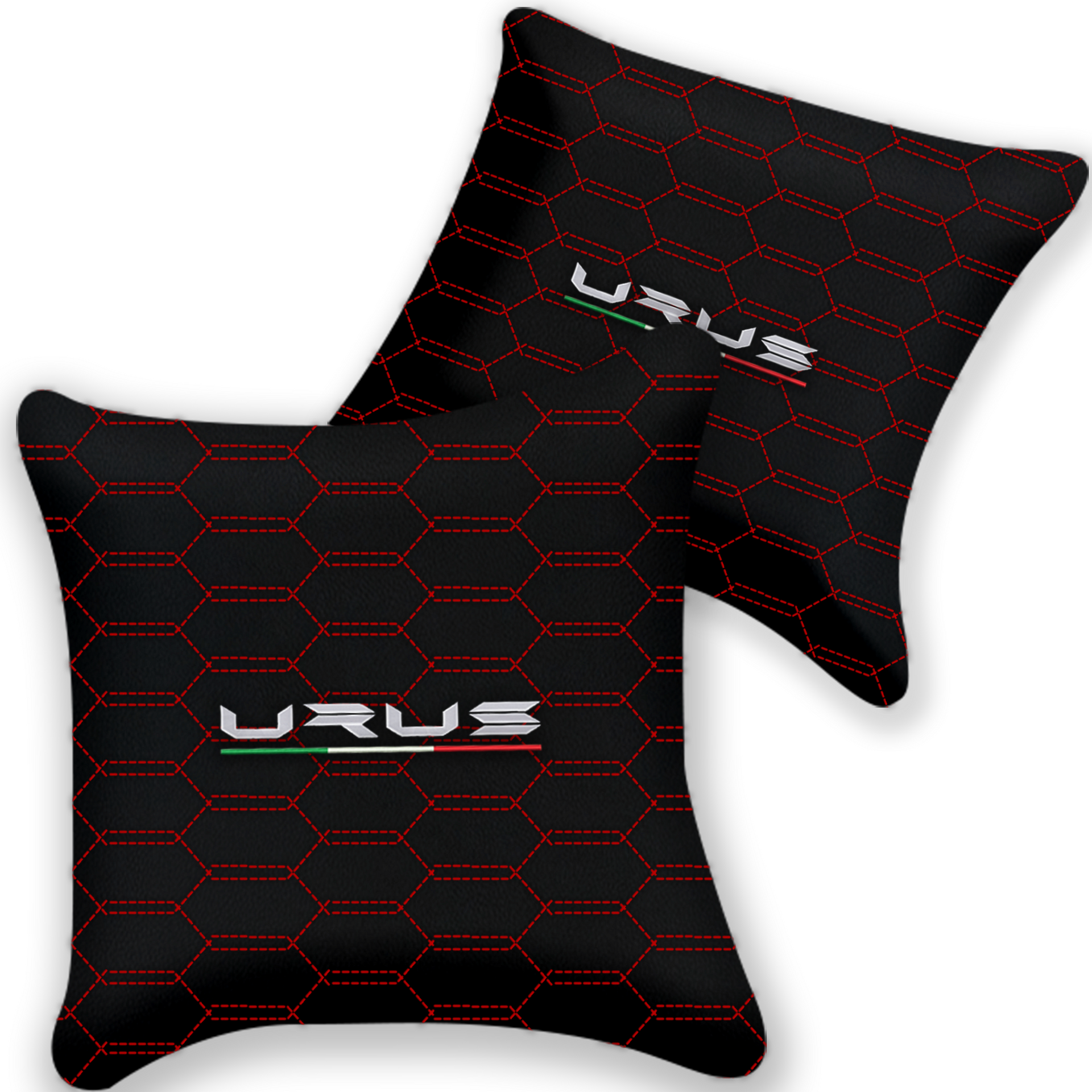 Customizable Black Leather Pillows - Set of 2 for Lamborghini