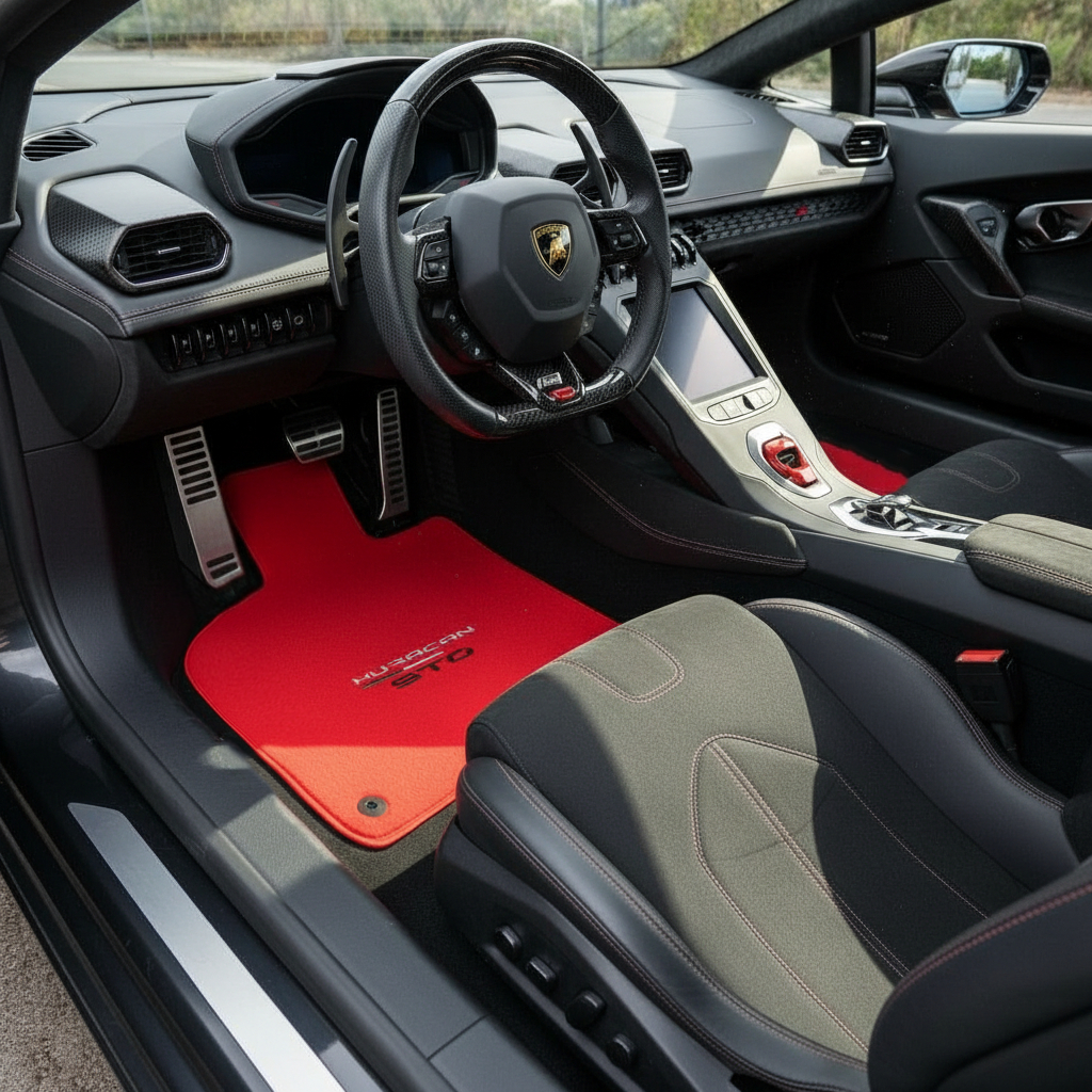 Red Color Floor Mats for Lamborghini Huracan STO