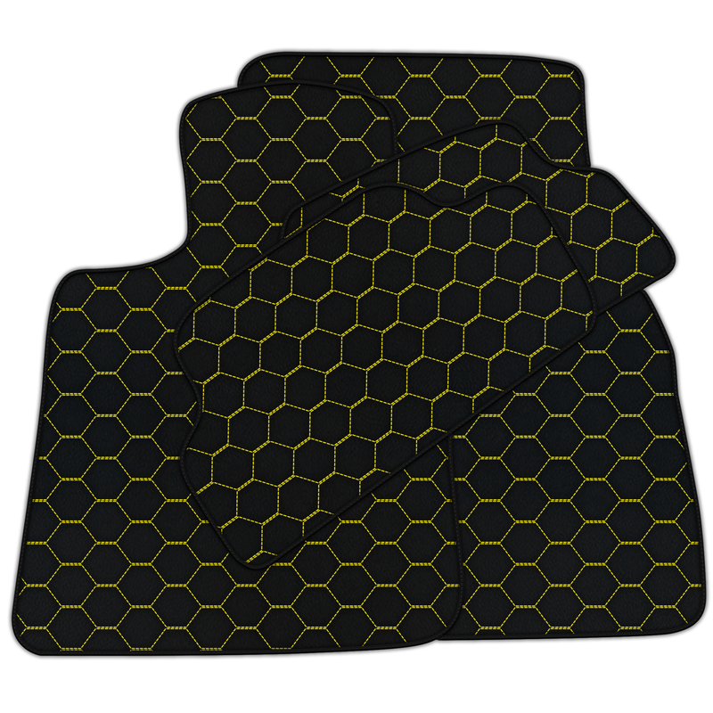 Customizable Leather Floor Mats with Symmetrical Hex Pattern for Mini Countryman R60 (2010-2017)
