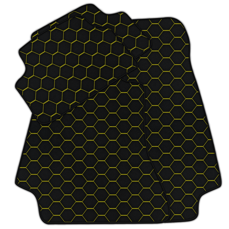 Customizable Leather Floor Mats with Symmetrical Hex Pattern for Mercedes Benz C-Class CL203 Coupe (2000-2008)