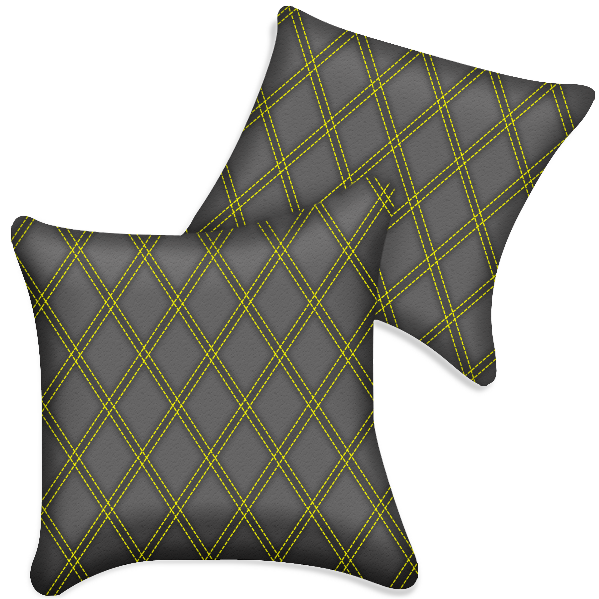 Customizable Gray Leather Pillows Set of 2 for All Vehicles | Double Diamond Pattern