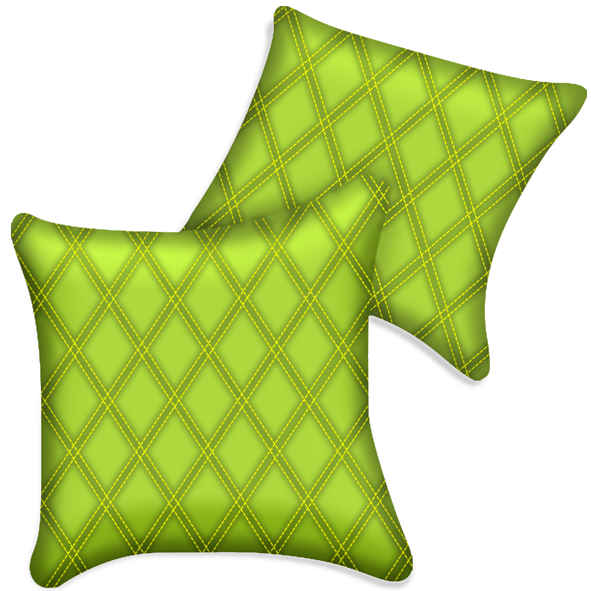 Customizable Green Leather Pillows Set of 2 for All Vehicles | Double Diamond Pattern