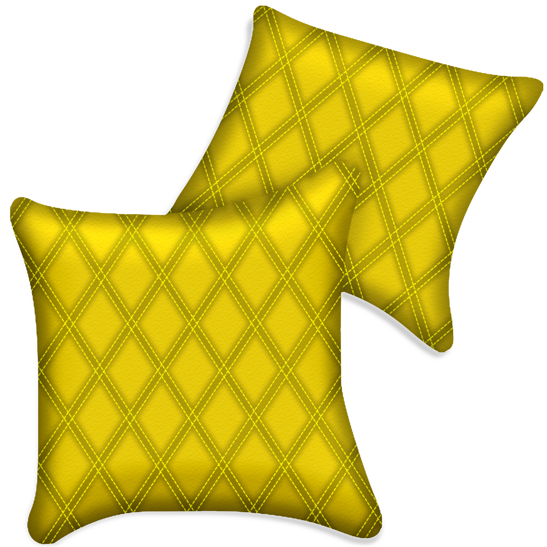 Customizable Yellow Leather Pillows Set of 2 for All Vehicles | Double Diamond Pattern