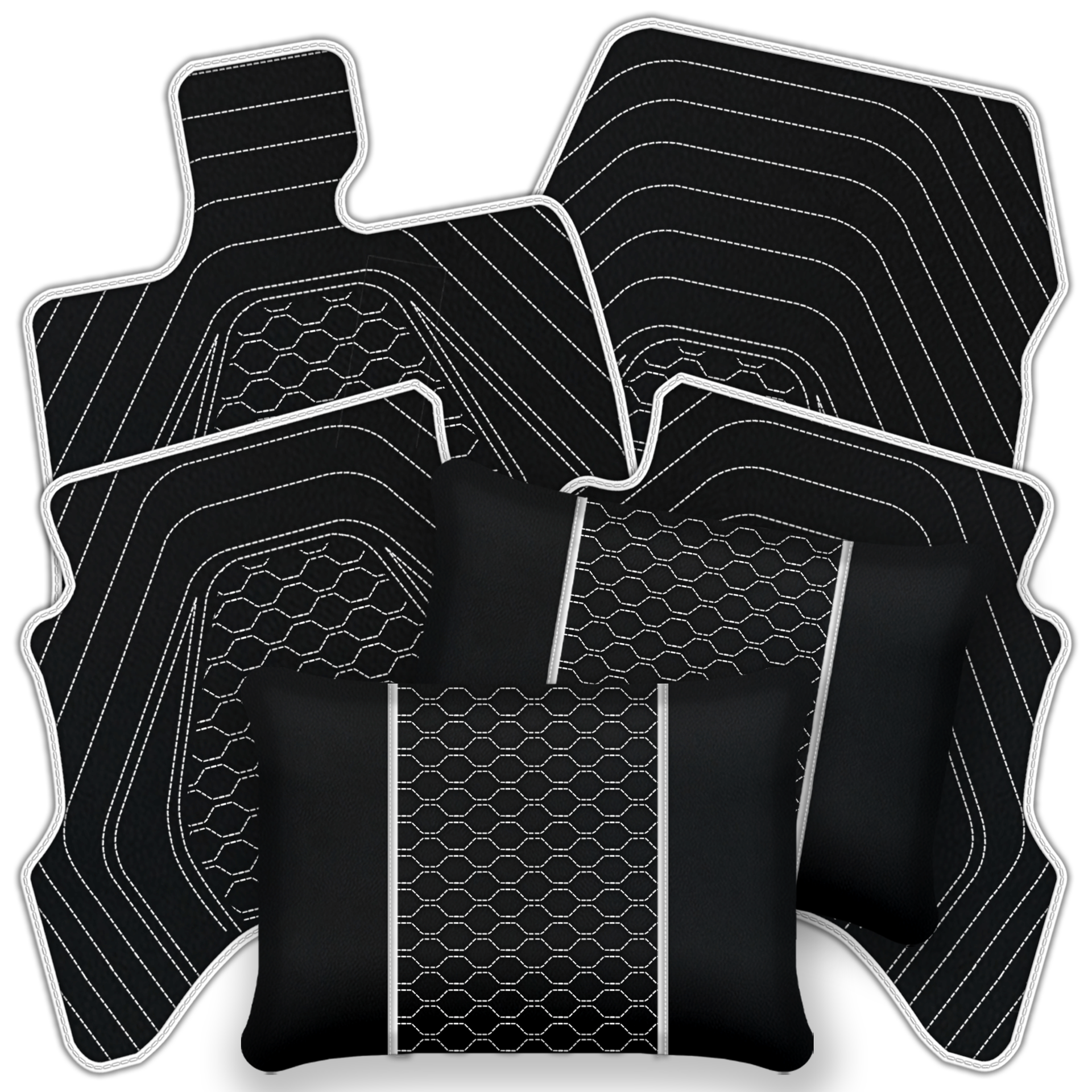 Premium Black Leather Floor Mats for Range Rover Velar P400e