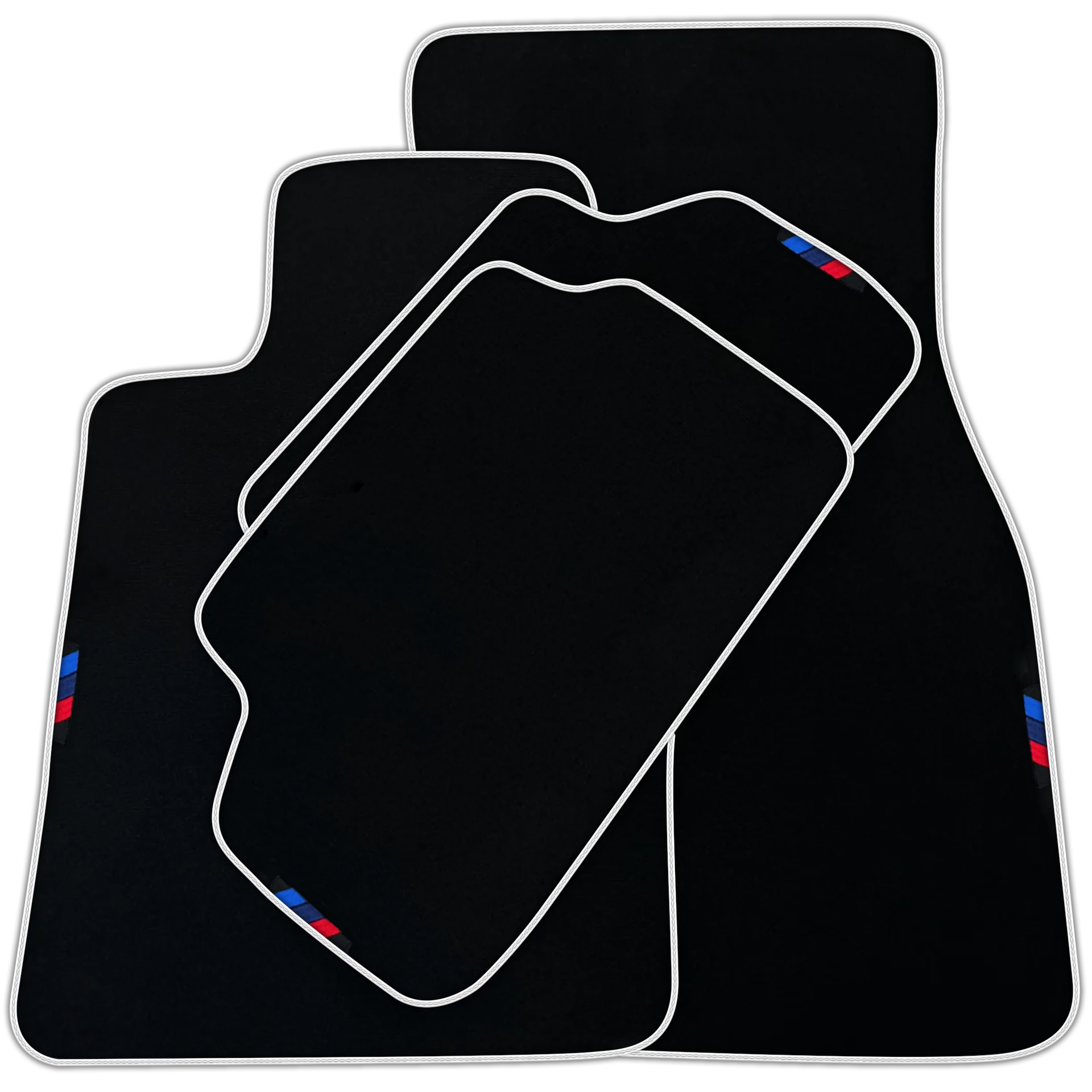 Black Mats For BMW 3 Series E46 4-door Sedan | Blue Trim | Various Trim Colors