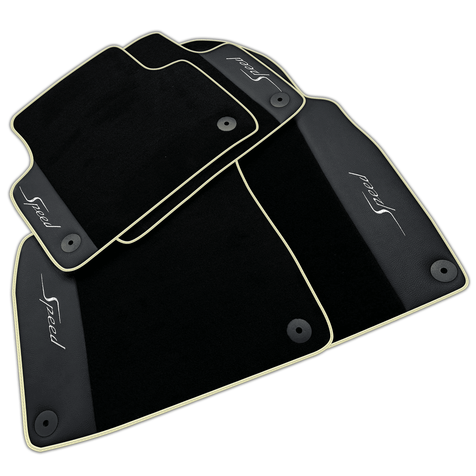 Black Floor Mats for Bentley Flying Spur (2005-2013) with Leather | Various Trim Colors