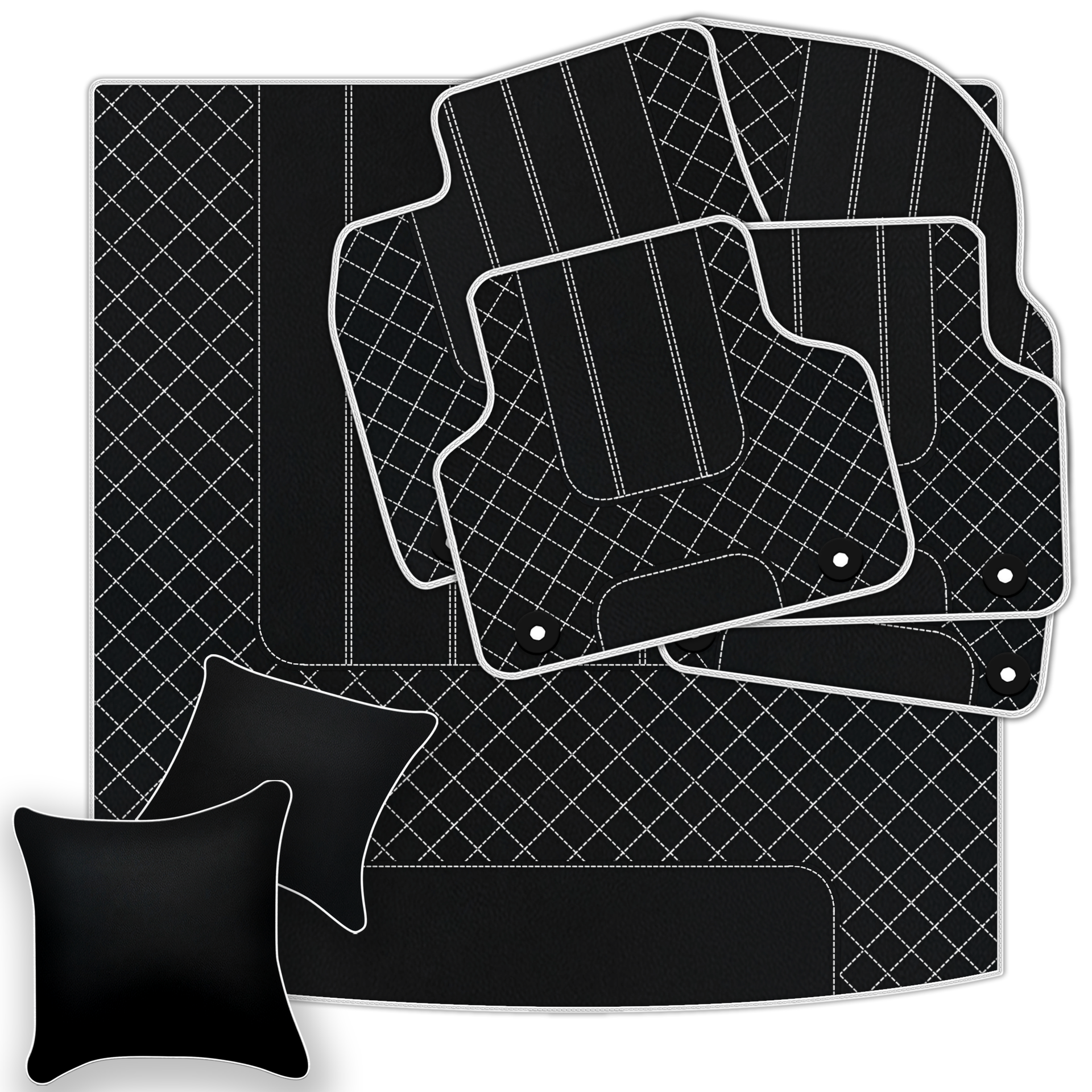 Luxury Black Leather Floor Mats for Bentley Flying Spur (2013-2019)