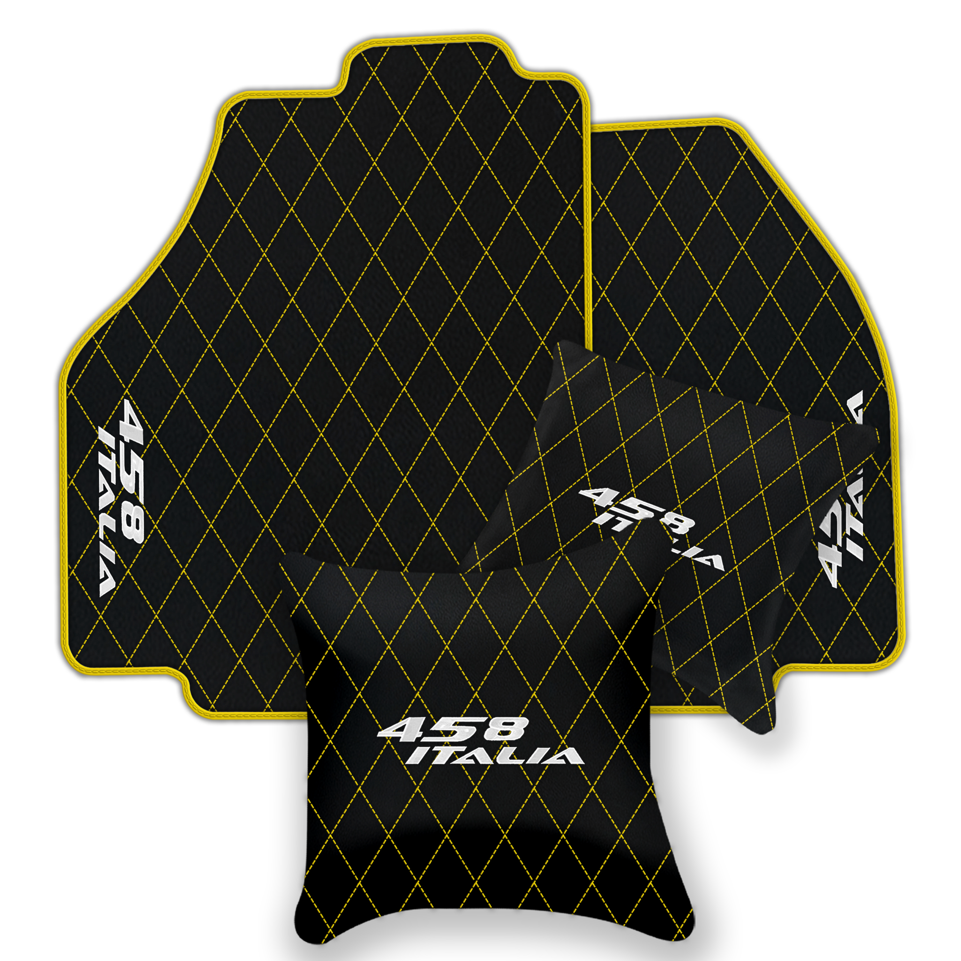 Premium Black Leather Floor Mats for Ferrari 458 Spider (2012-2015)