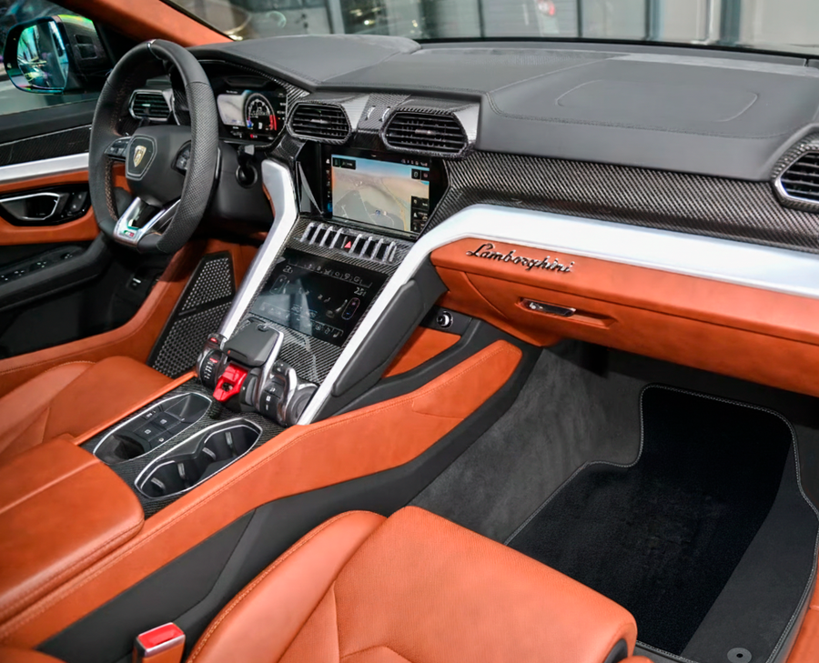 Customizable Black Floor Mats For Lamborghini Urus With Alcantara Leather