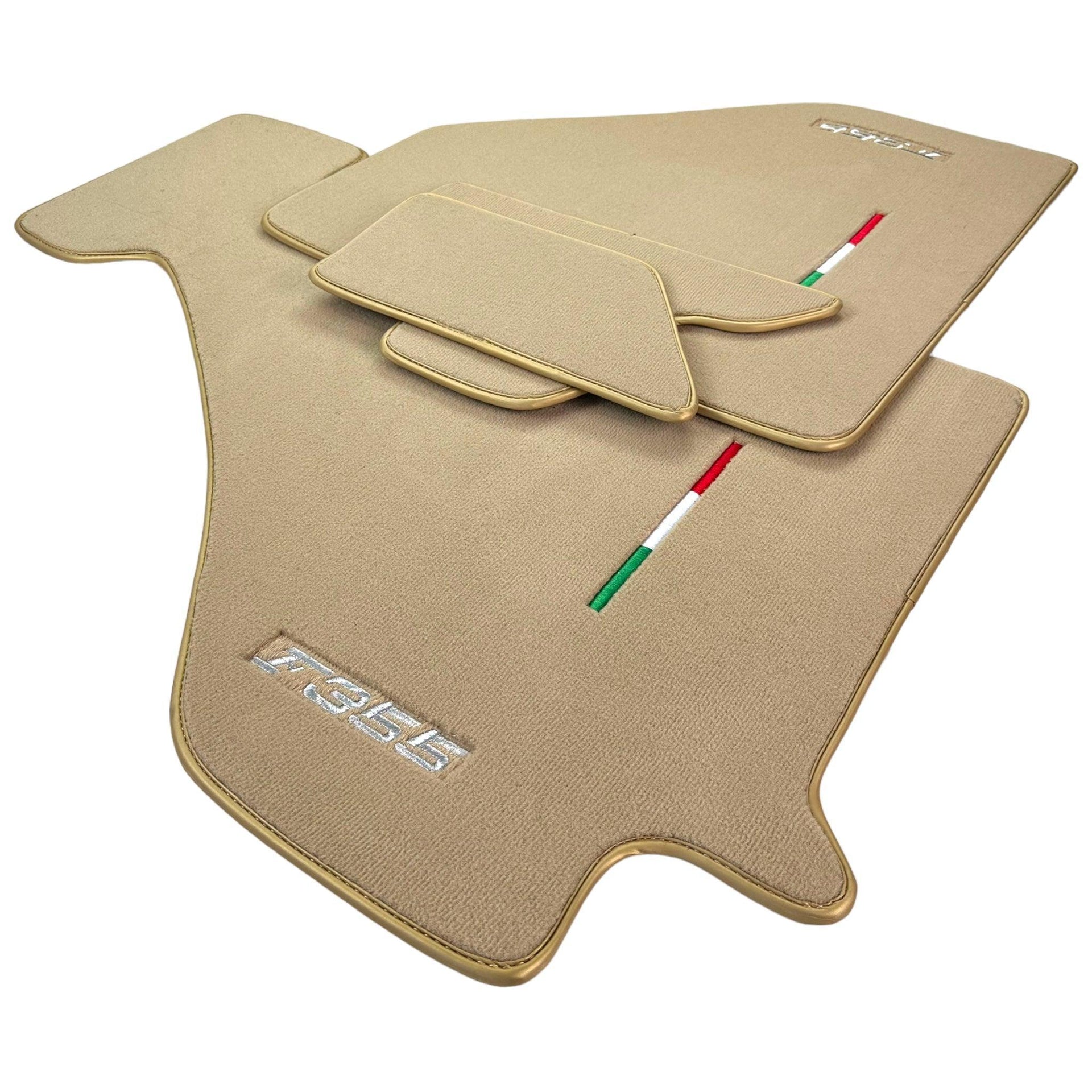 Beige Floor Mats For Ferrari F355 1994-1999 | Golden Color Trim - AutoWin