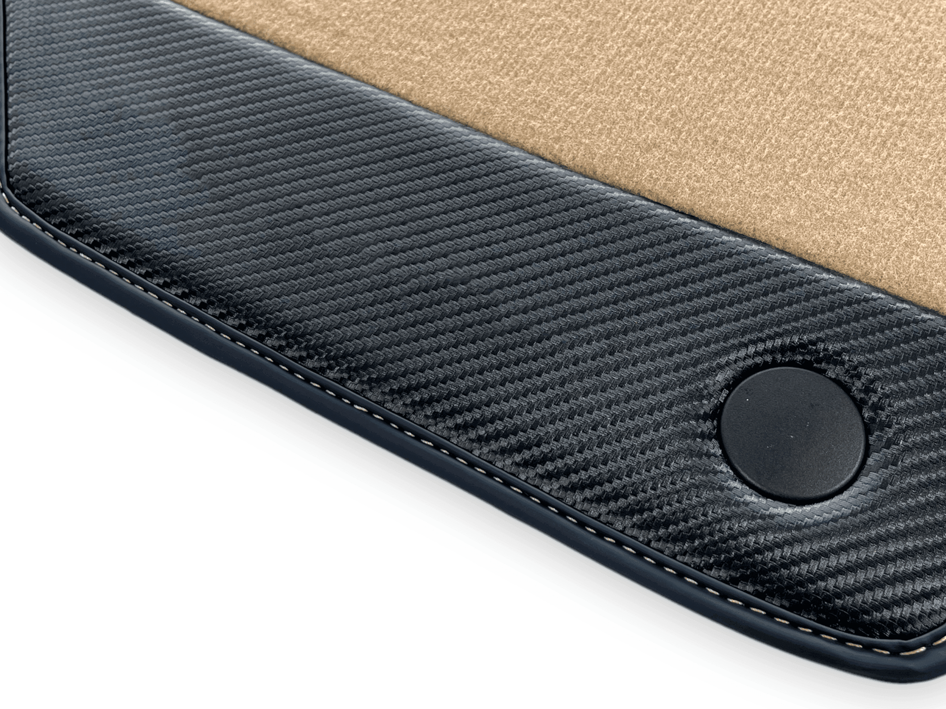 Beige Floor Mats For Ferrari F8 Tributo 2019-2022 With Carbon Leather - AutoWin