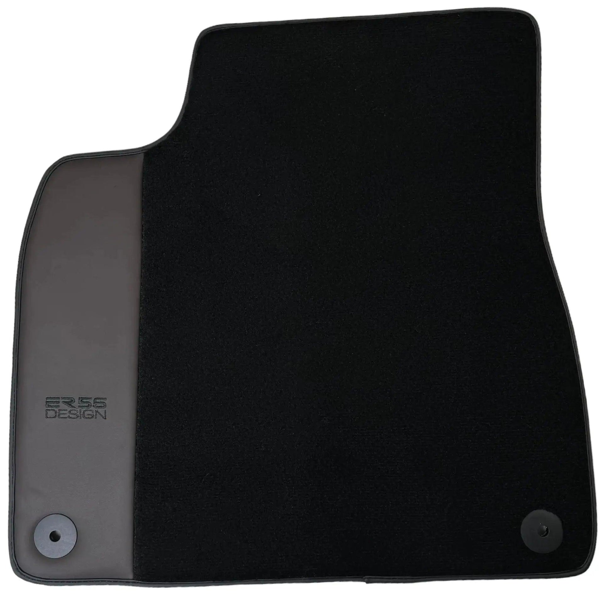 Black Floor Mats for Audi Q8 (2018-2023) with Dark Brown Leather | ER56 Design - AutoWin