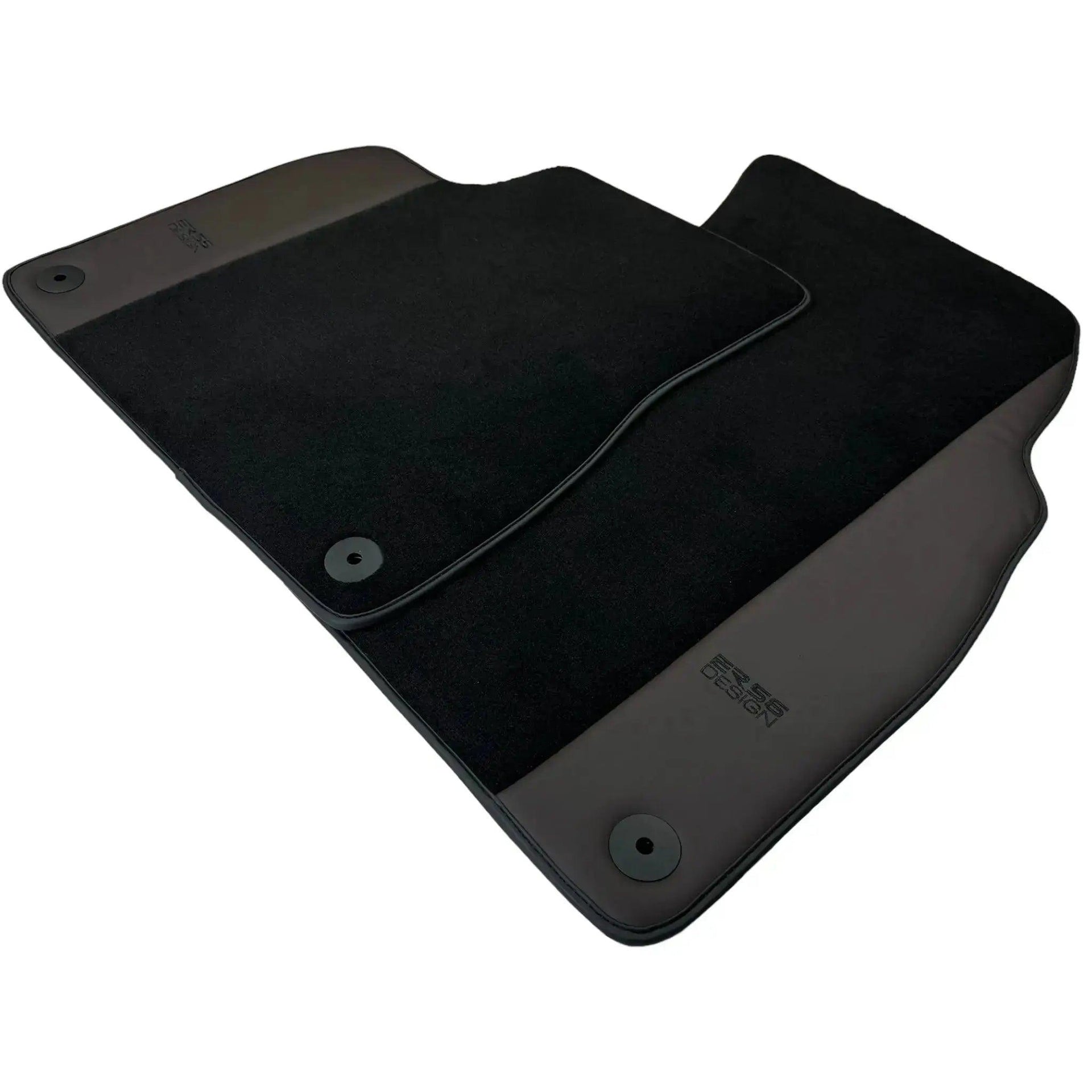 Black Floor Mats for Audi Q8 e-tron (2023-2025) with Dark Brown Leather | ER56 Design - AutoWin