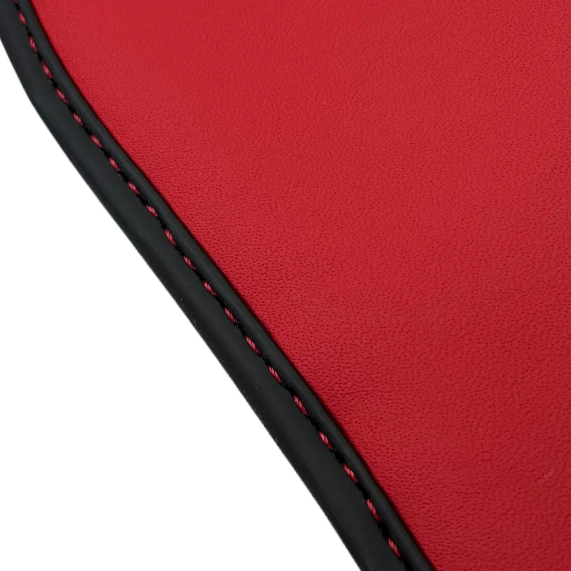 Black Floor Mats for Audi Q8 e-tron (2023-2025) with Red Leather | ER56 Design - AutoWin