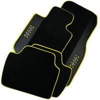 Black Floor Mats For BMW X6 Series E71 | Fighter Jet Edition | Yellow Trim - AutoWin
