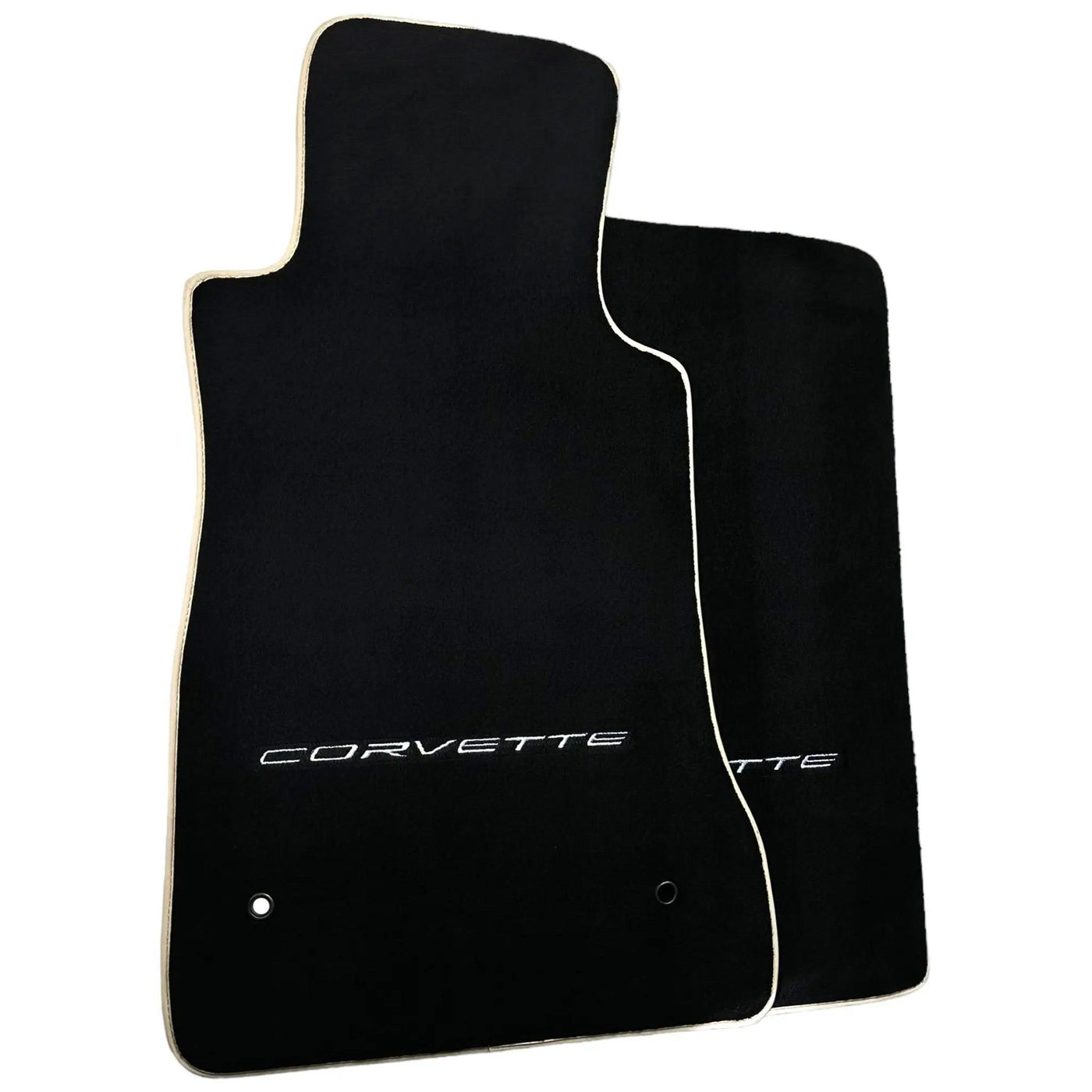 Black Floor Mats For Chevrolet Corvette C6 (2005-2013) with Beige Trim - AutoWin