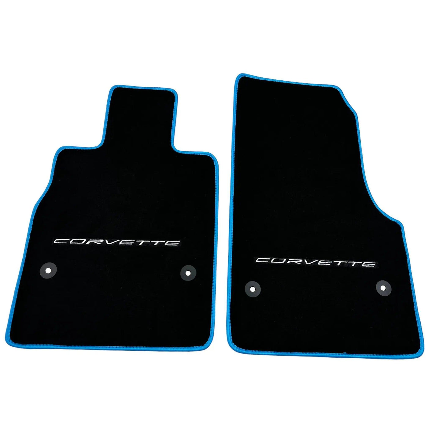 Black Floor Mats For Chevrolet Corvette C8 (2020-2024) with Blue Trim - AutoWin
